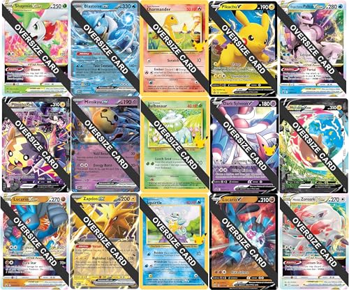 Pokemon - 5 Jumbo Oversize Cards - Random Assortment - No Duplicates - Starters, V, EX, VSTAR, V-Union, Mega, ETC.