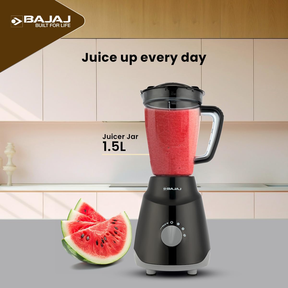 Bajaj ABS Rex Ninja Series 500W Mixer Grinder | DuraCut Lame, 2-in-1 Funzione Lama in barattolo asciutto | Garanzia 2 anni | Nero/Grigio | (spina indiana)