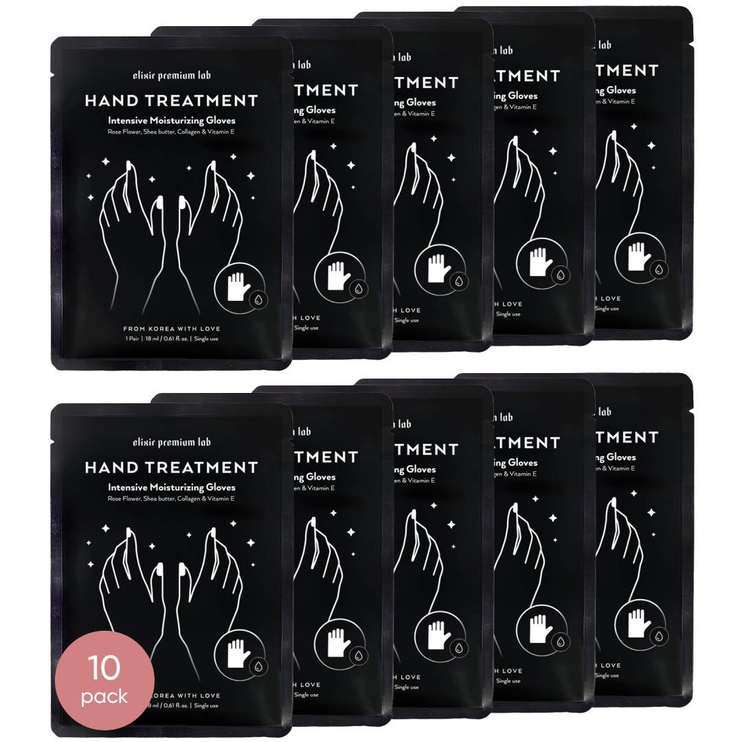 Moisturizing Gloves - Best Hydrating Hand & Nail Mask - Collagen Spa Treatment with Shea Butter - Moisturizer Hands Mask for Women & Men - Spa Kit Repairs Dry Hands - Touchscreen Material (10 Pack)