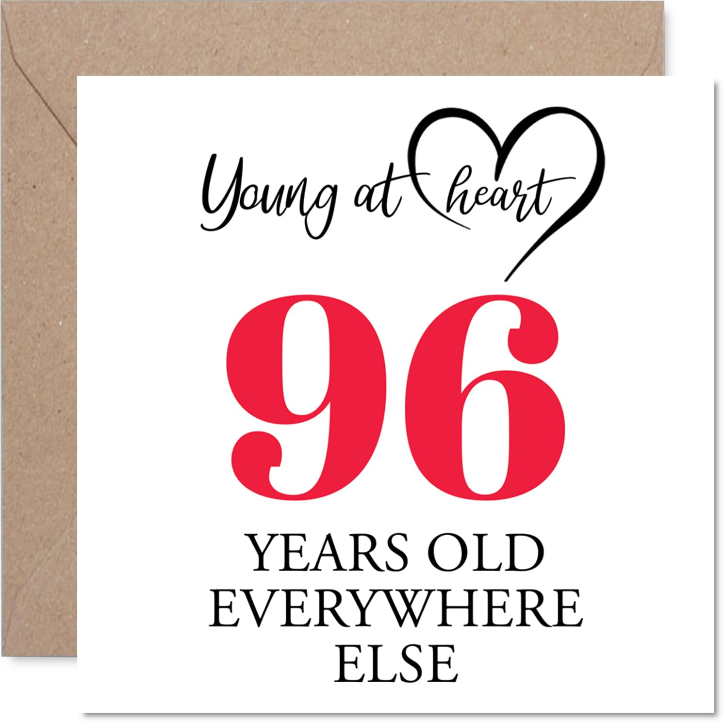 96th Birthday Cards for Women Men - Young at Heart - Happy Birthday Card for 96 Year Old Woman Man Nan Auntie Wife Uncle, 145mm Bday Greeting Cards