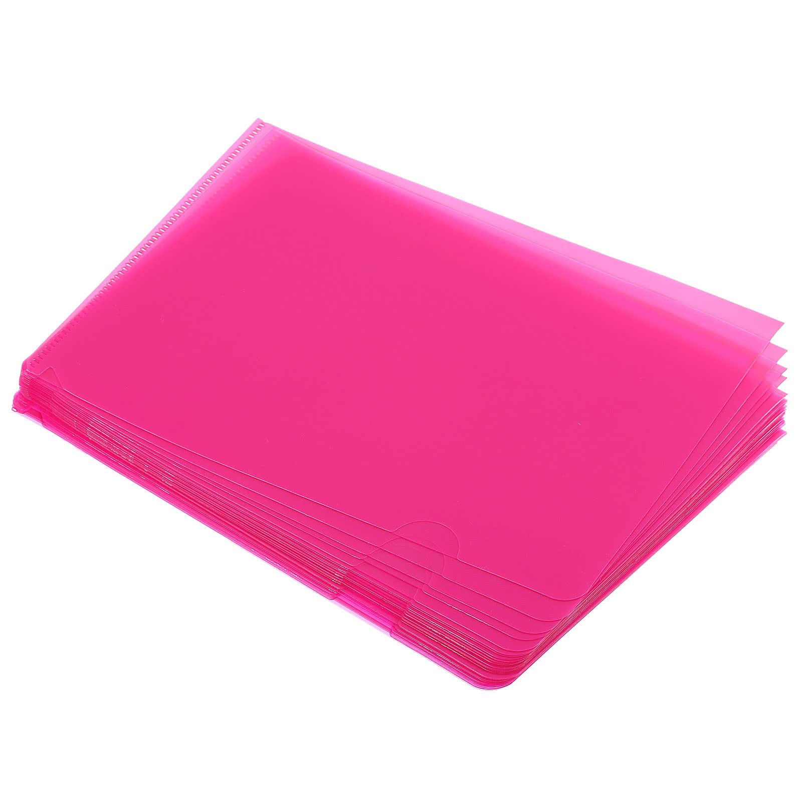 PATIKIL L Type Folders 24 Pack A5 Plastic Clear Document Folder File Jacket Sleeves Project Pockets, Pink