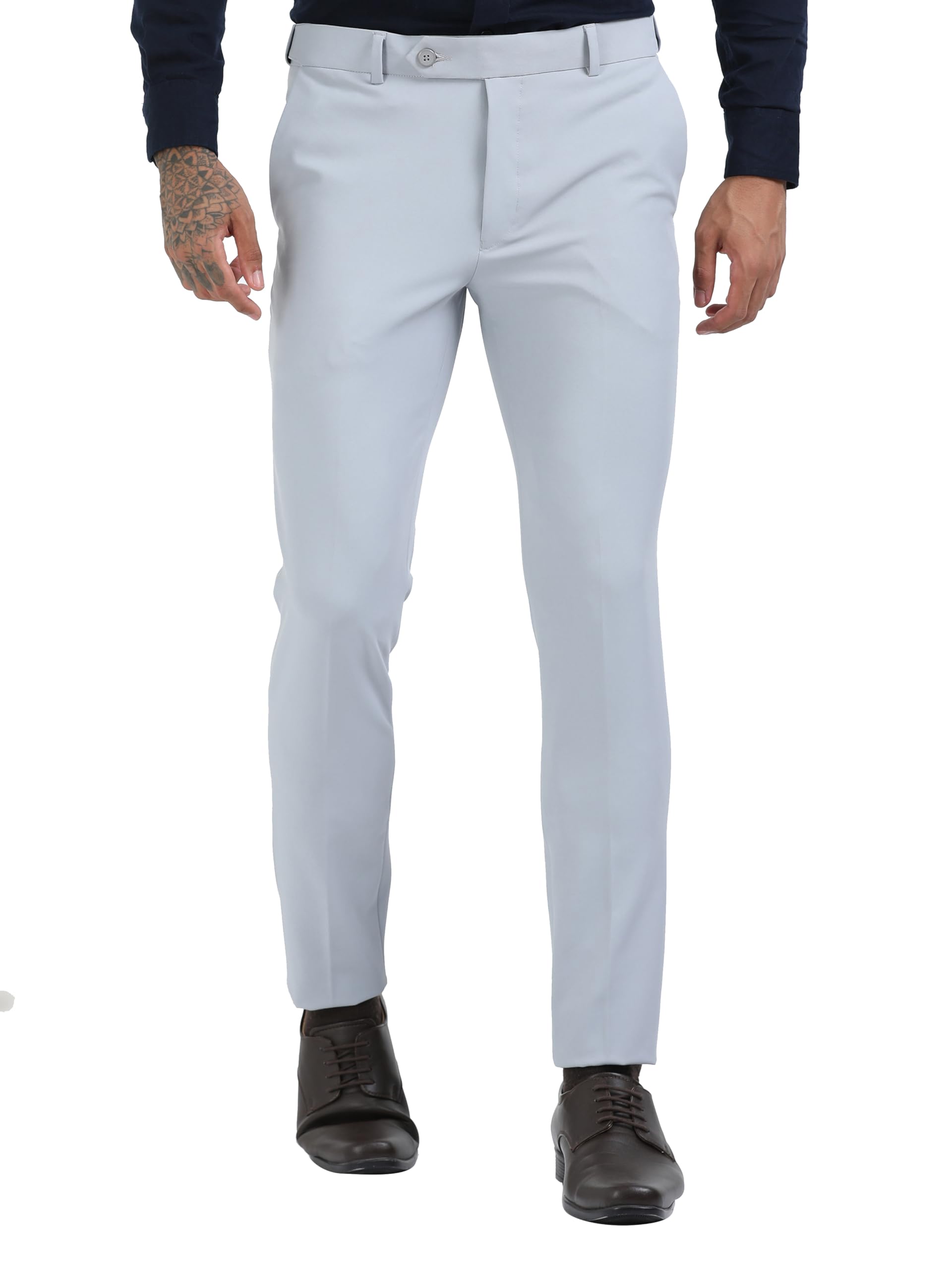 mc henry Men's Techno Flex 2inch-Waist Expandable Wrinkle Free Slim Fit 4 Way Lycra for Elite and Luxurious Formal/Casual Trousers-picture-34