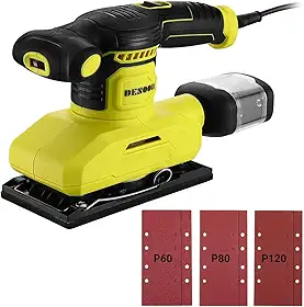 Lixadeira Orbital Elétrica de Palma Quadrada 280W 6 Velocidades Ajustáveis 13000RPM Com Coletor De Pó 6pcs Lixa para Lixar Madeira Metal e Pintura-127V