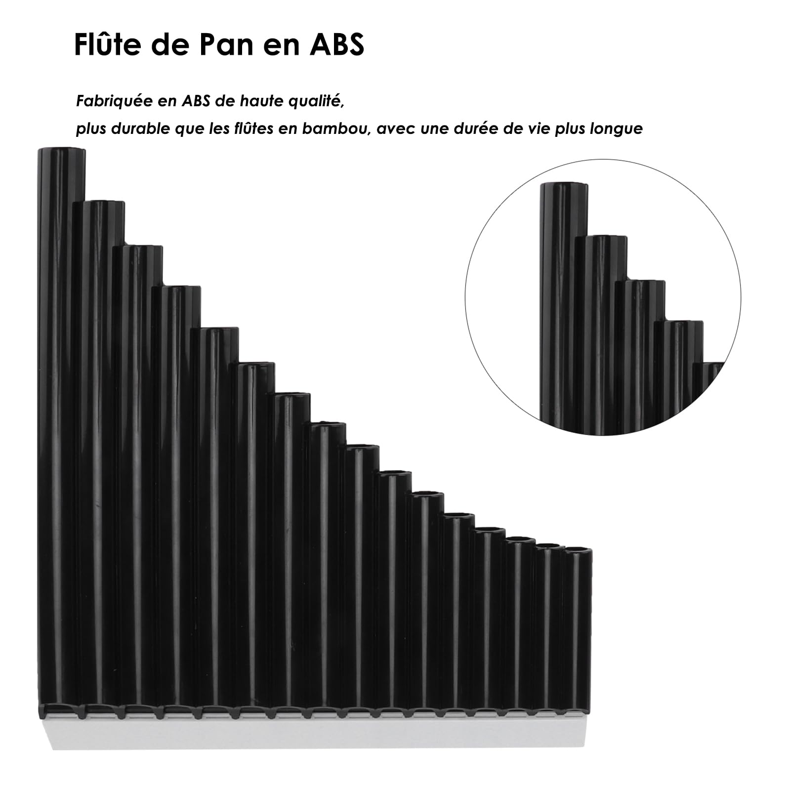 Flûte de Pan Pan Flute Instrument jouez facilement une chanson Facile à apprendre et à jouer Plus que les flûtes en bambou Flûte de Pan 16 tuyaux pour la musique(le noir)