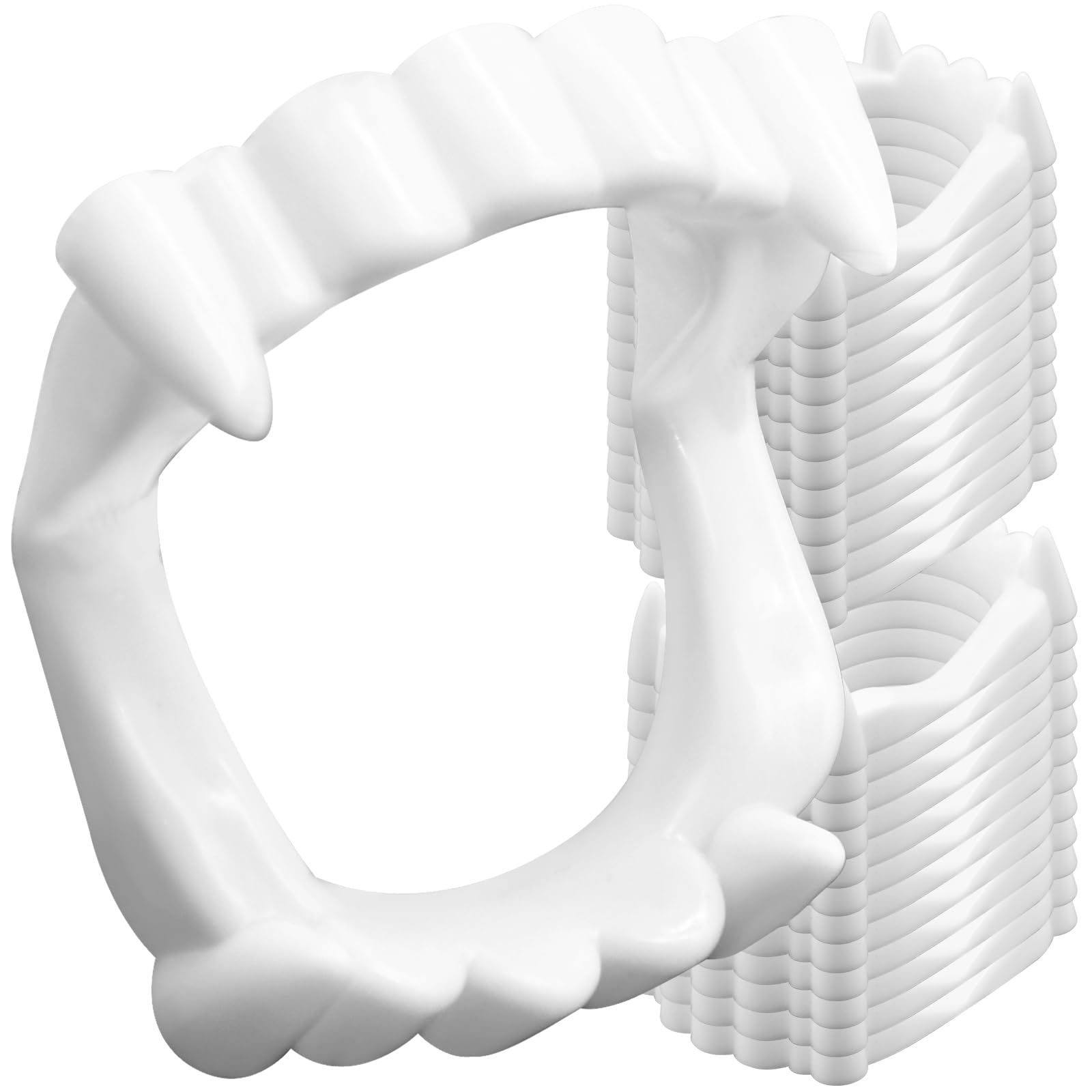24 Pcs Plastic Vampire Teeth Fake Fangs – White Vampire Teeth Halloween Costume Props, Party Supplies and Trick or Treat Accessories