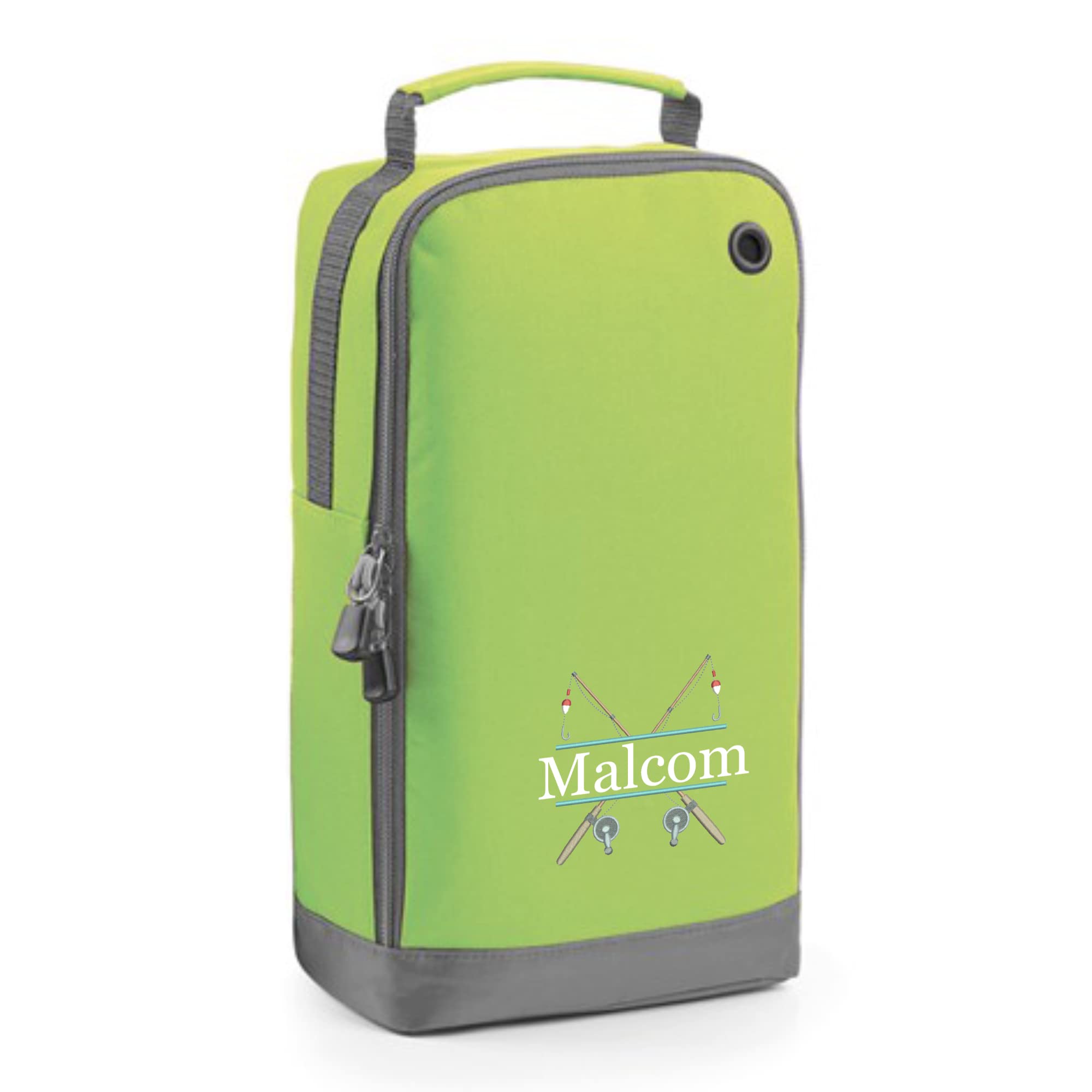 Personalised Fishing Bag Embroidered Name - Customised Accessories Bag - 8 Colours Free P&P (Lime Green)