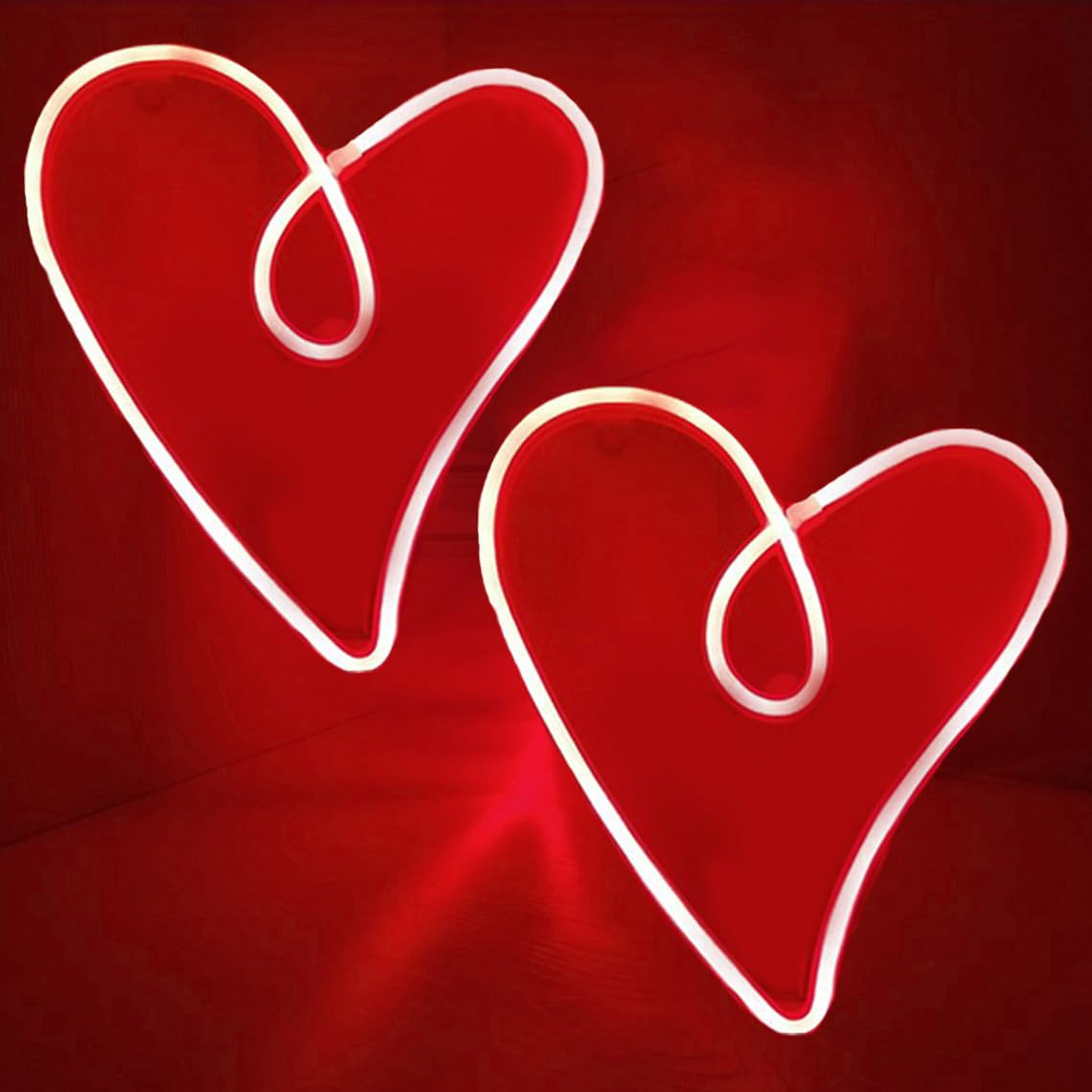 Heart Neon Sign, Love Heart Neon Sign, Love Sign,Bedroom Heart LED Light Neon Sign Valentines Gift Idea Girl's Room Mothers Day Valentines Day Party Birthday Home Christmas Décor,2PCS