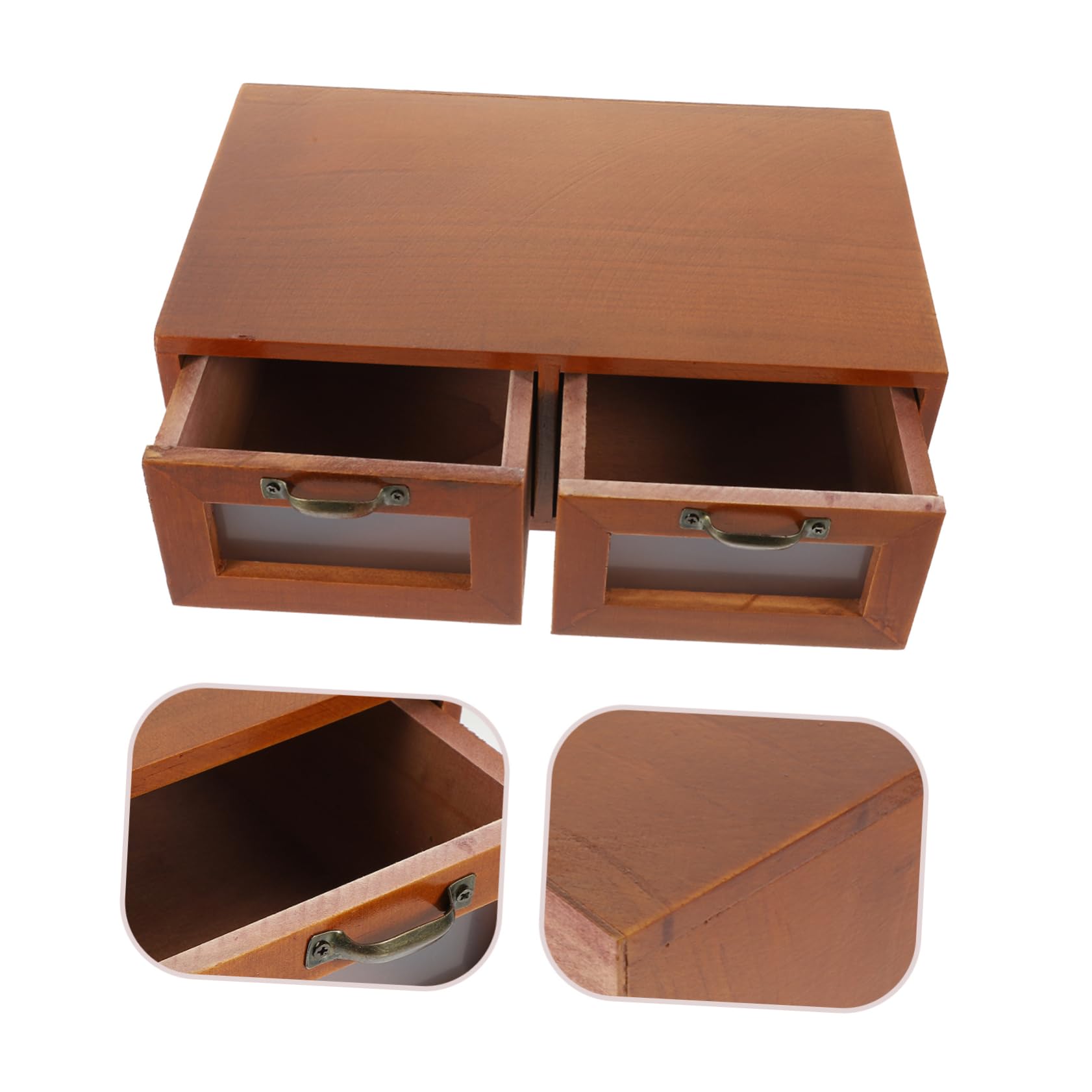 VICASKY Praktischer Schreibtisch Organizer aus Holz mit Schubladen Vintage Aufbewahrungsbox für Kosmetik Bürobedarf und für Stilvolle Desktop Dekoration