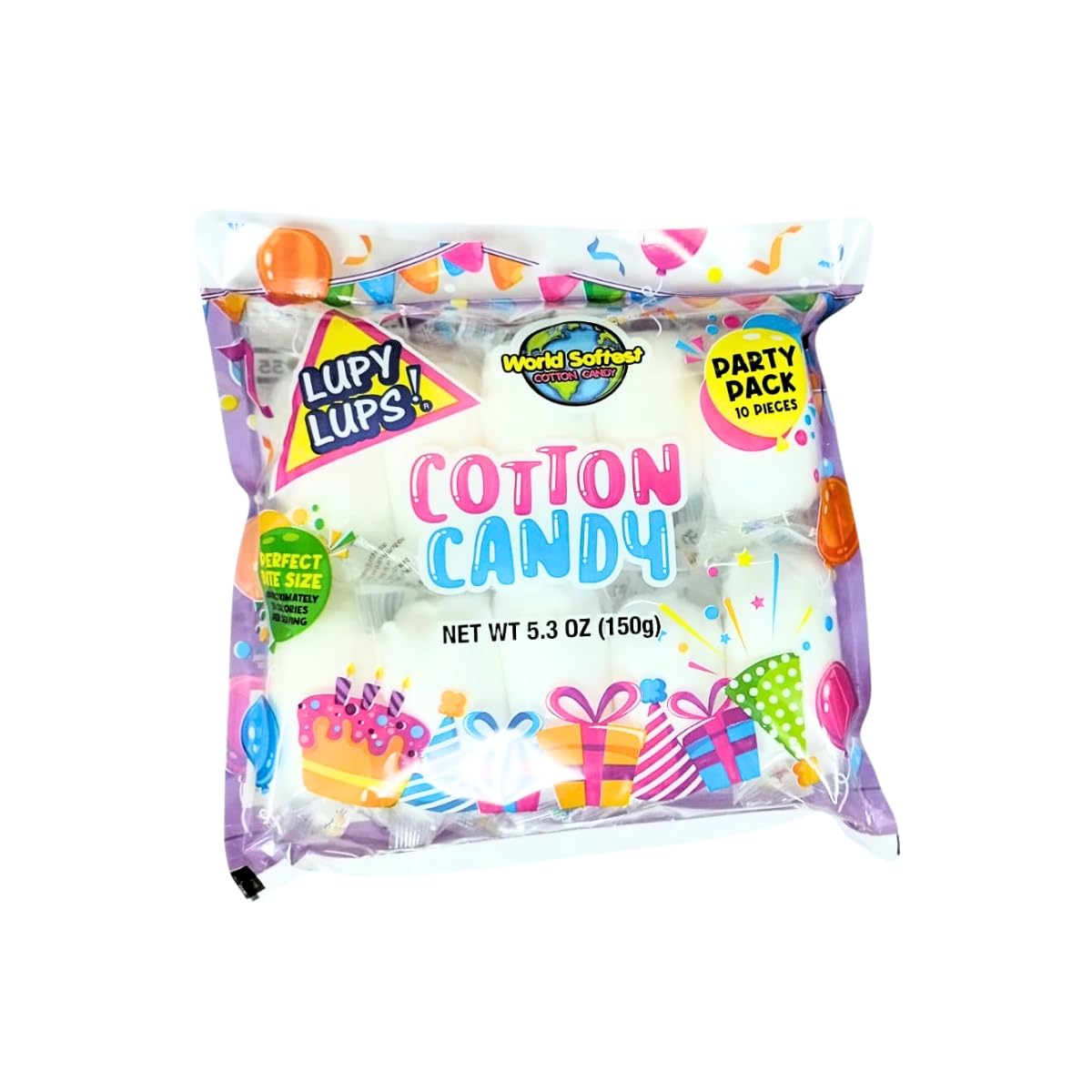 Lupy Lups! Cotton Candy Party Pack – Individually Wrapped Small bags, 0.5 oz Each – Perfect for Stockings, Treats, Party Favors, Buffet Tables, and