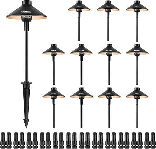 VEVOR Paquete de 12 luces de camino de paisaje de bajo voltaje, 3 W, 210 lúmenes, 12 V-24 VACCC, iluminación LED para caminos al aire libre, 3000 K