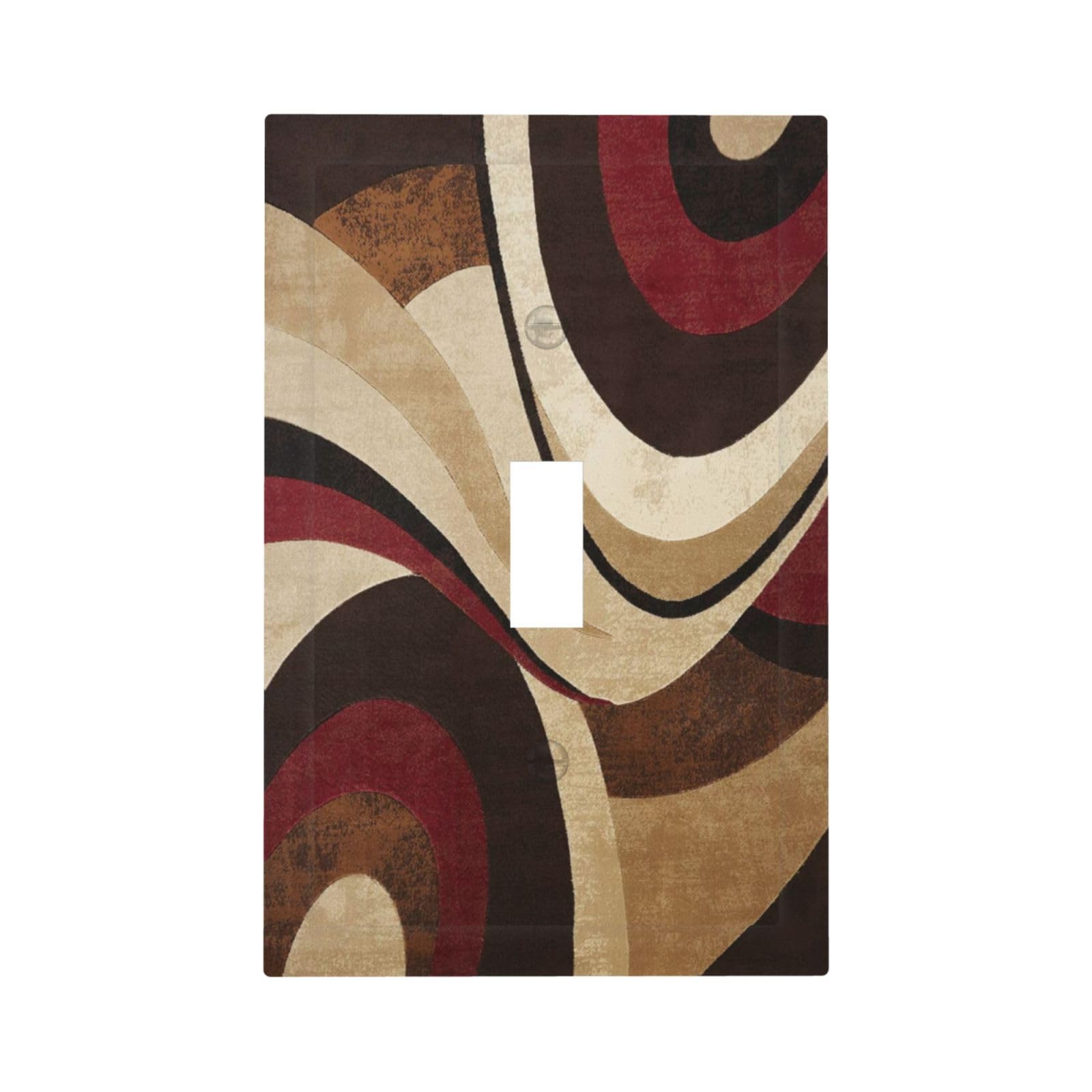 Thsanju Modern Abstract Red Brown Colorful Line Single Toggle Artistic Light Switch Covers Decorative 1 Gang Wall Plates Cover Electrical Device Switchplate Faceplate for Country Bathroom Decor