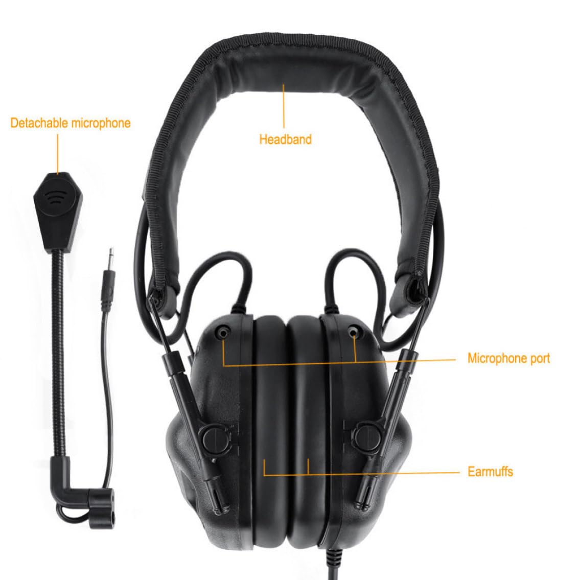 Gcroet Orejeras electrónicas Reducción de ruido Protectores auditivos Protección auditiva Auriculares antirruido con micrófono para mujeres y hombres Negro...