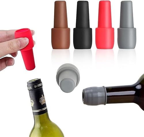 4 tapones de vino para botellas de vino, tapas de silicona para botellas de vino, nuevo tapón de vino 2025, cubiertas selladoras reutilizables e