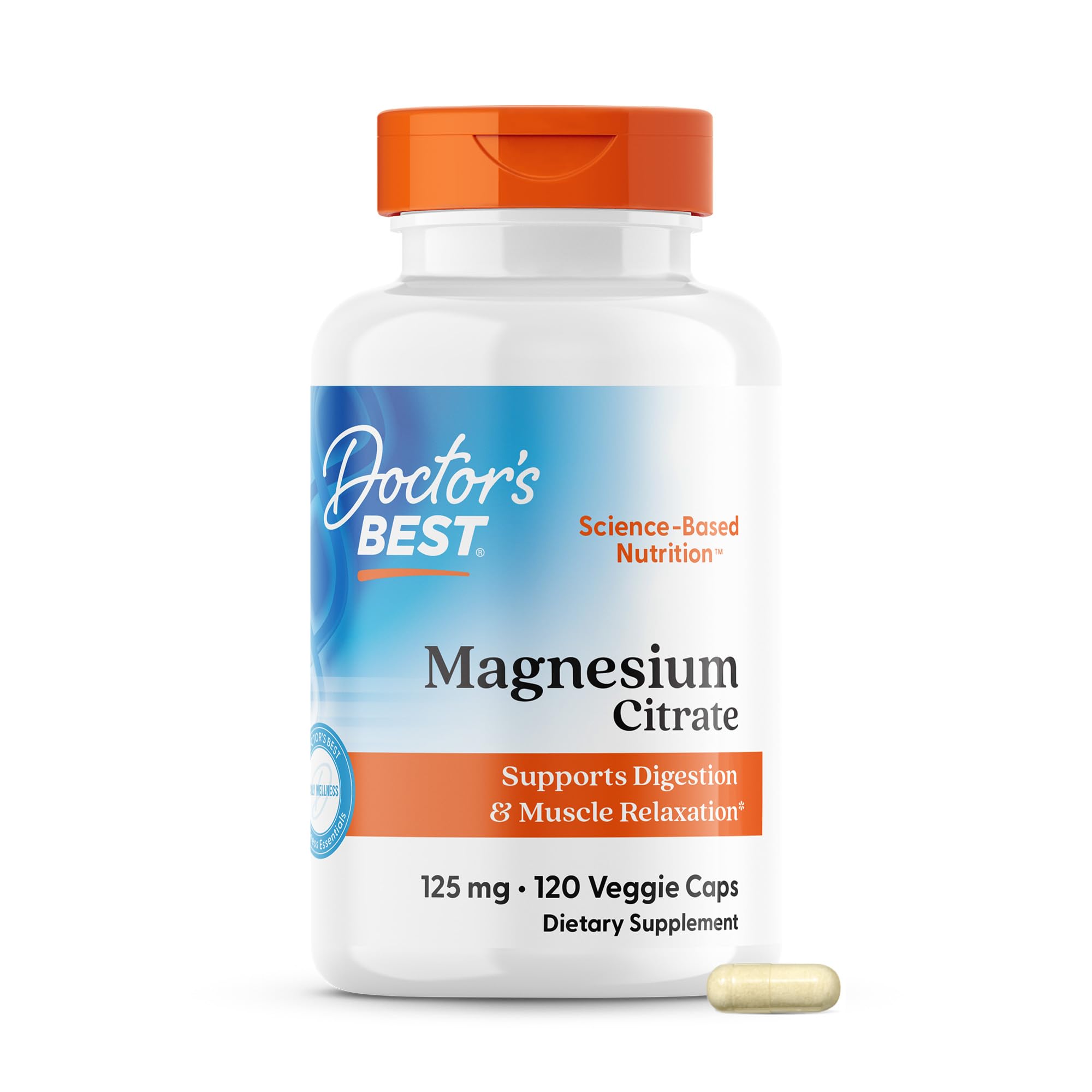 Doctor's Best Magnesium Citrate Supplement, Non-GMO, 120 Veg Capsules