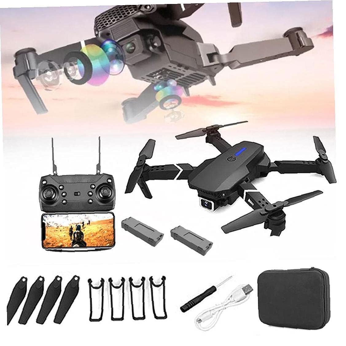 Gps Drone E88 Pro Para Adultos Cámara 4K Plegable Video En Vivo Drone Rc Quadcopter Organizar Aviones Con 1 Batería