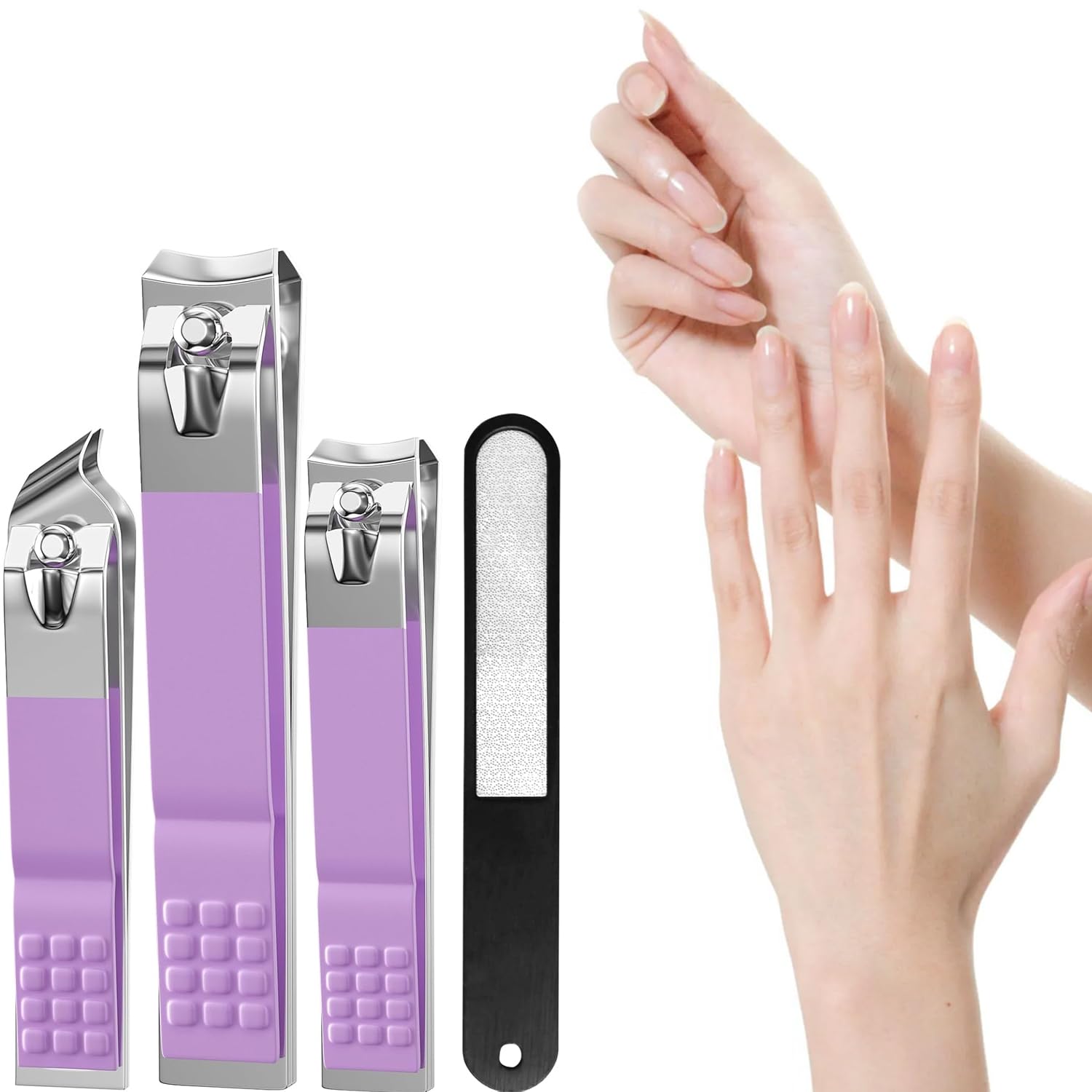 Nail Clipper Set 4 PCS Ultra Sharp Nail Clippers for Men Women Adults Toenail Fingernail Clippers Purple