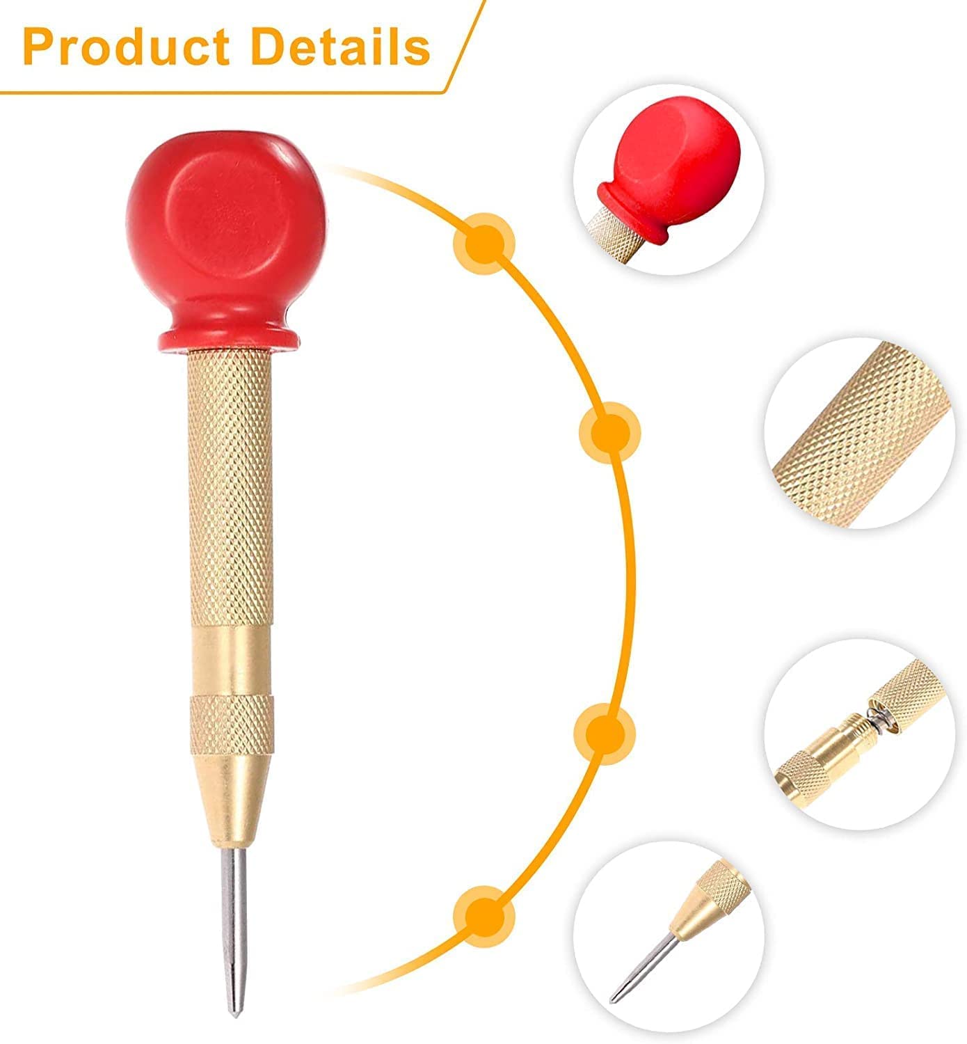 Punzone Centrale Automatico - 2 Pezzi, Caricato A Molla, Per Fori Precisi Su Metallo, Legno E Plastica - Foto 6