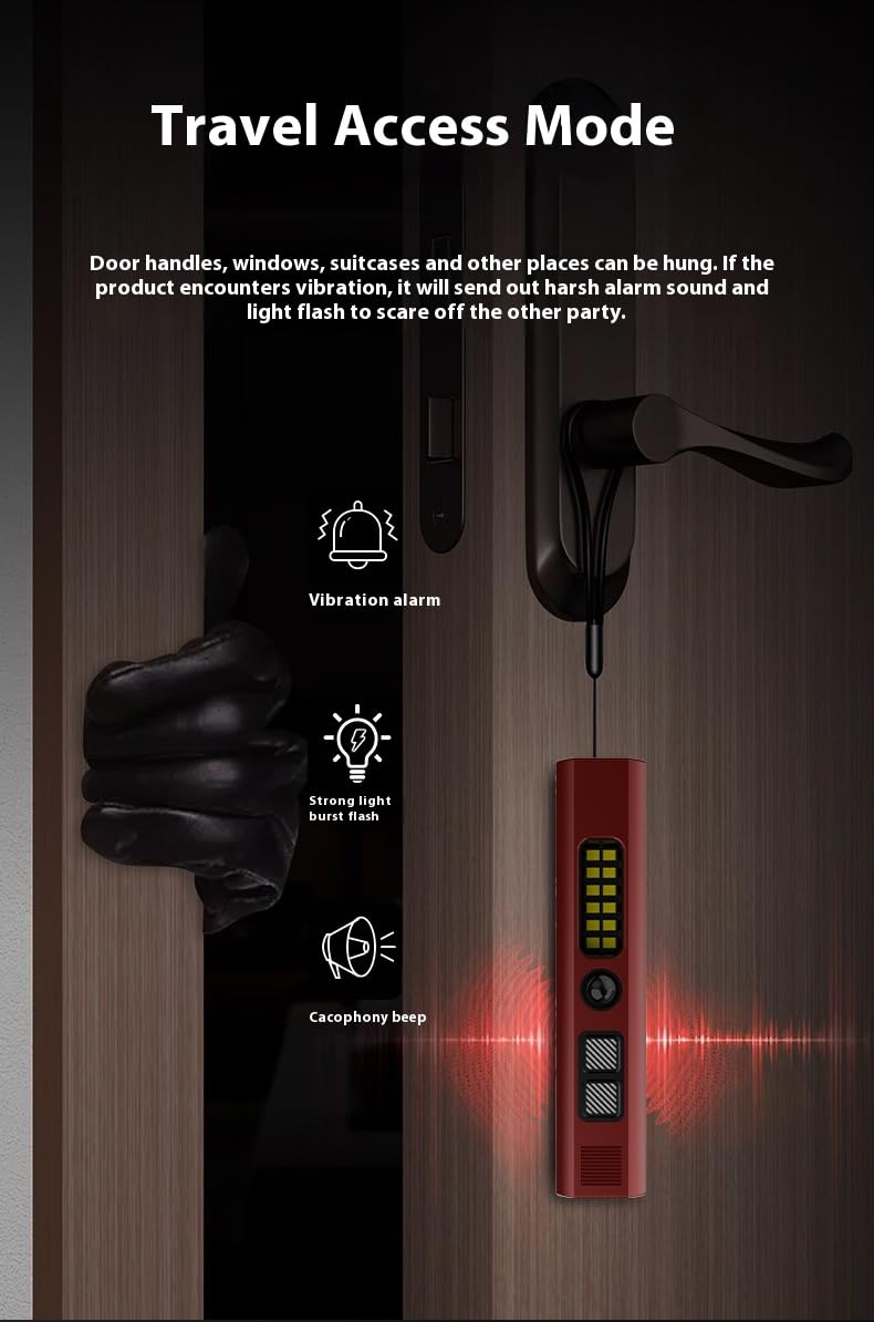 EDC Alarme de sécurité personnelle Lumière stroboscopique avec briquet à arc, alertes d'urgence 130 dB, détecteurs de caméra, lampe de poche, disjoncteur de fenêtre d'autodéfense pour femme, école