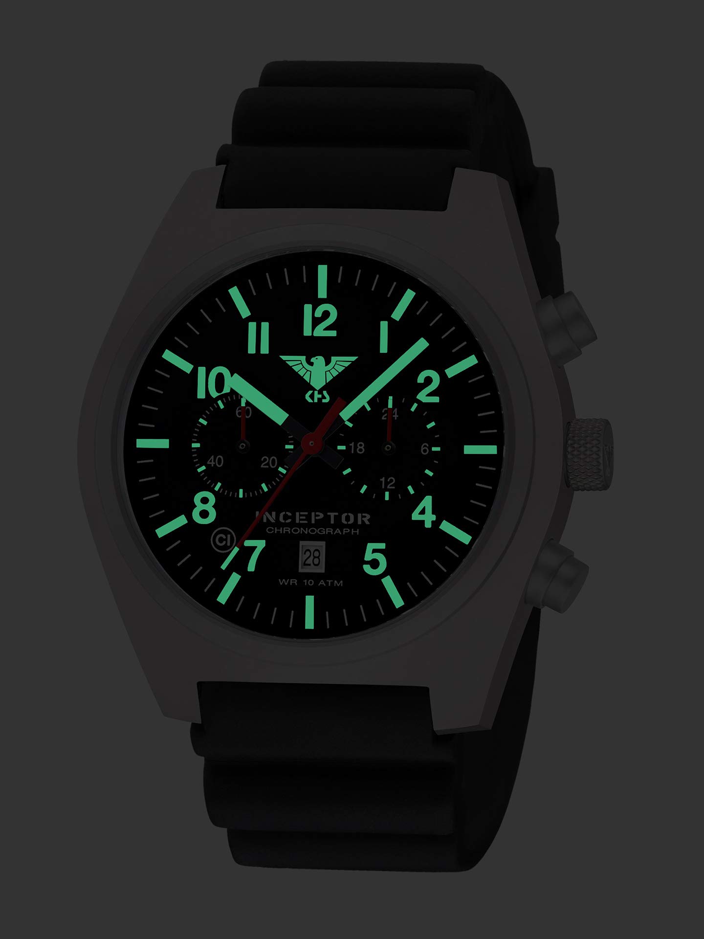 KHS Inceptor Steel Chronograf Zegarek Męski KHS.INCSC.DB z opatrunkiem Diverband czarny