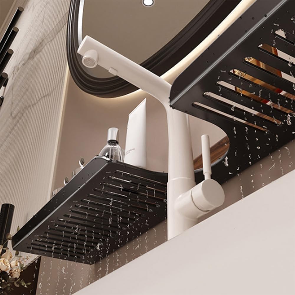 Estante de baño con ventosa de nogal, montaje en pared, extraíble, sin taladro, almacenamiento para grifos, soporte versátil para jabón de cocina, accesorio de baño elegante