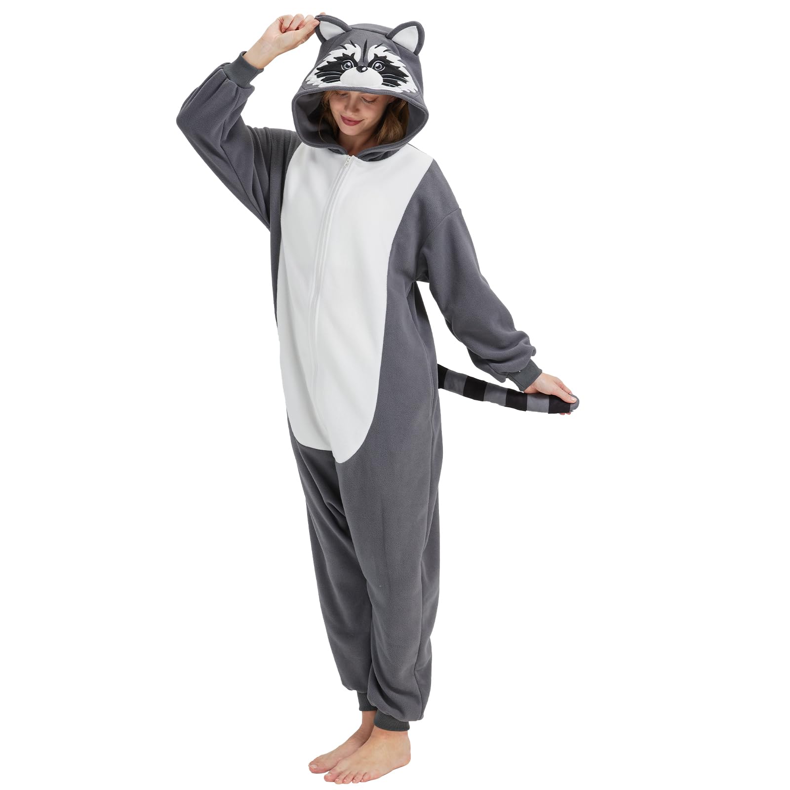 Procione Onesie Adulto Pigiama Halloween Cosplay Carnevale Animale Pigiameria Donna Uomo