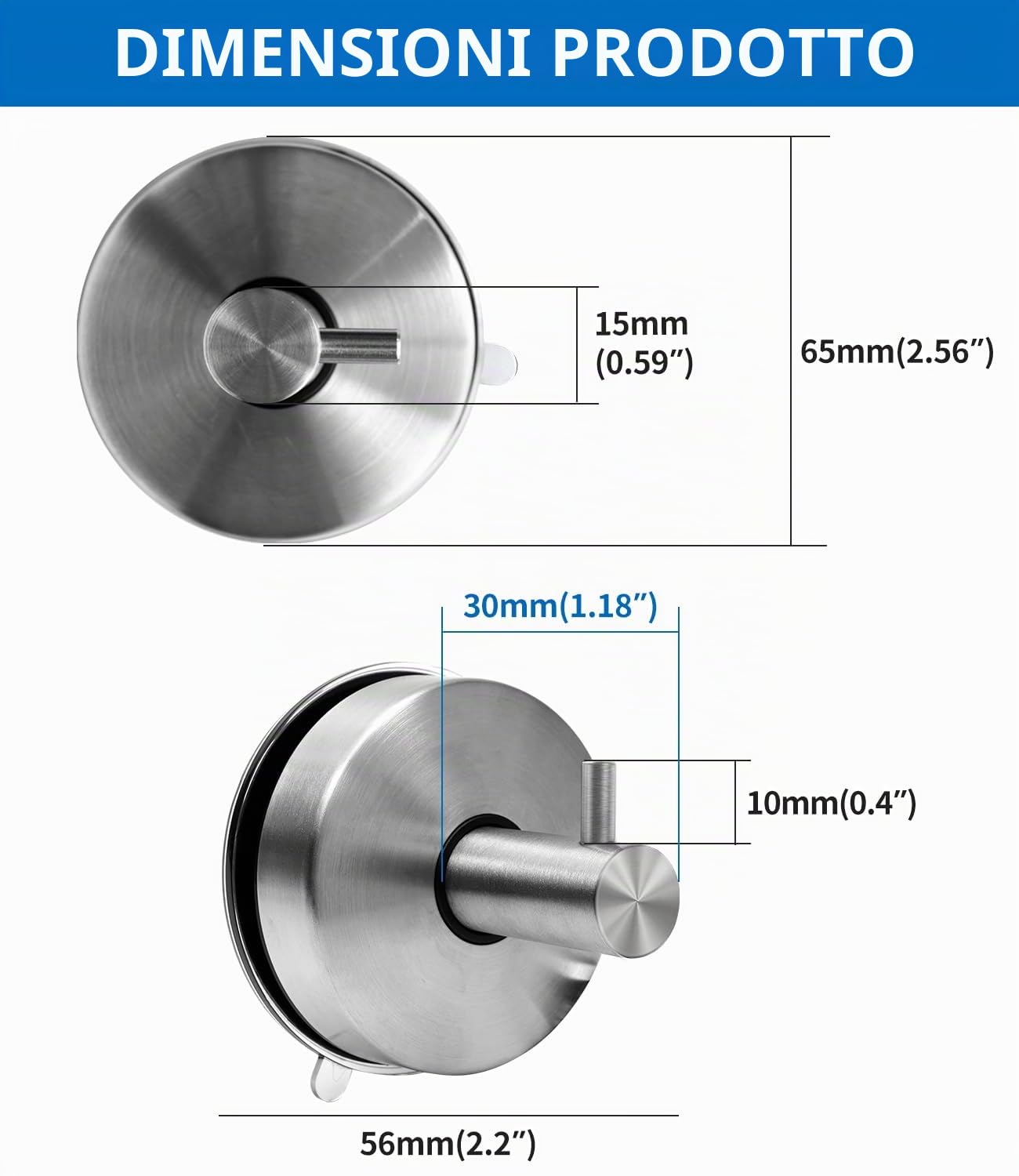 4 Ganci Ventosa 304 Acciaio Inossidabile Extra Forte, Appendini per Asciugamani Bagno e Cucina Senza Fori, Ganci Ventosa per Bagno, Ideali per Appendere Asciugamani e Accessori da Bagno
