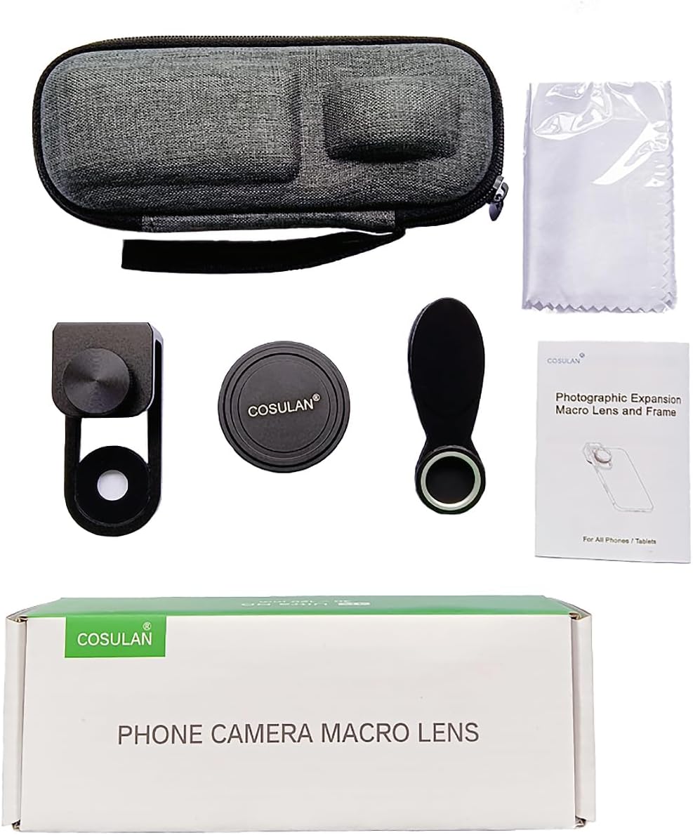 Professional 10X Macro Lens for Smartphones, 4K Ultra HD Glass Lens with Universal Clip, Lens Caps & Carrying Case, Fits iPhone, Samsung, Pixel, Android Phones