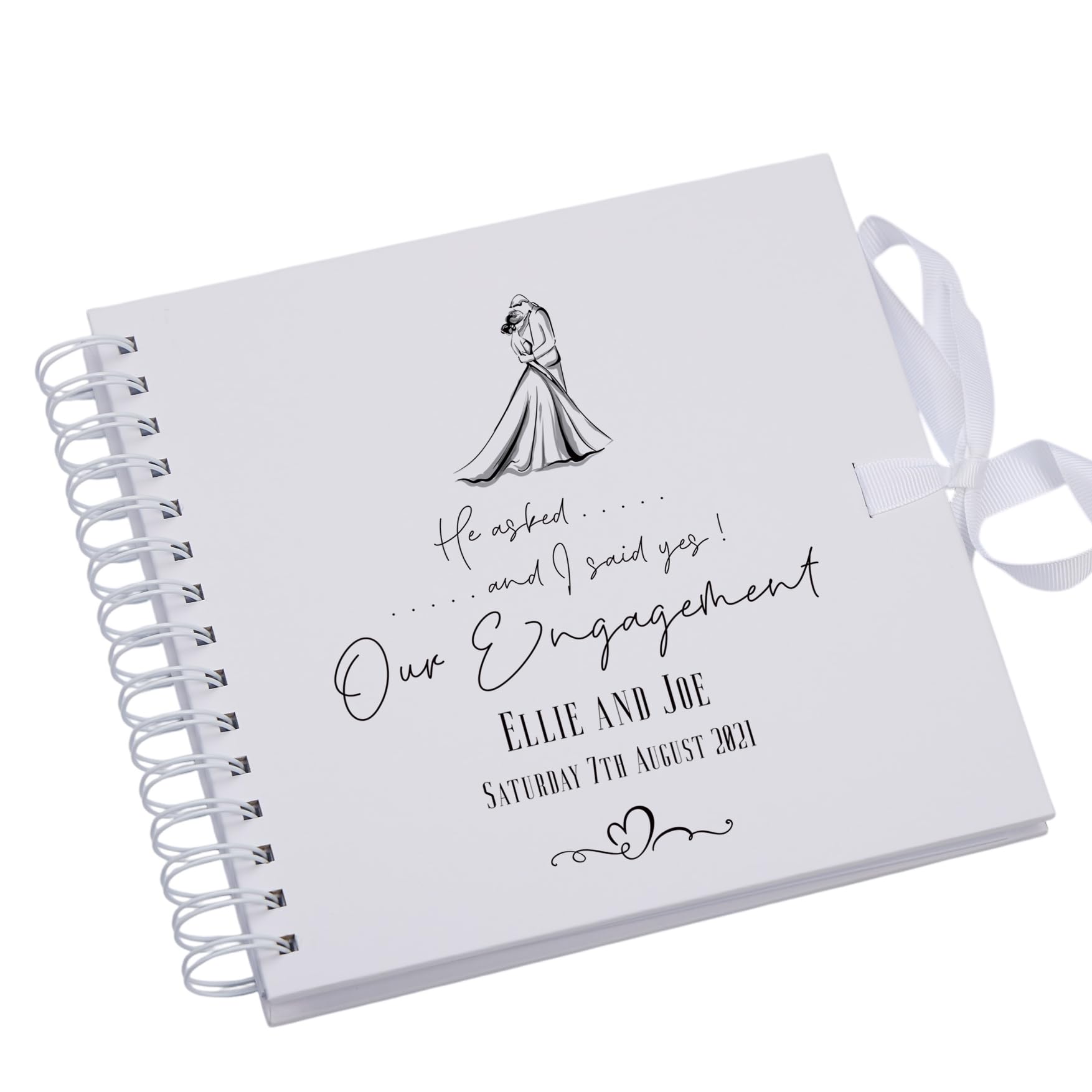 Ukgiftstoreonline White Personalised He Asked I Said Yes Our Engagement Scrapbook Photo Album