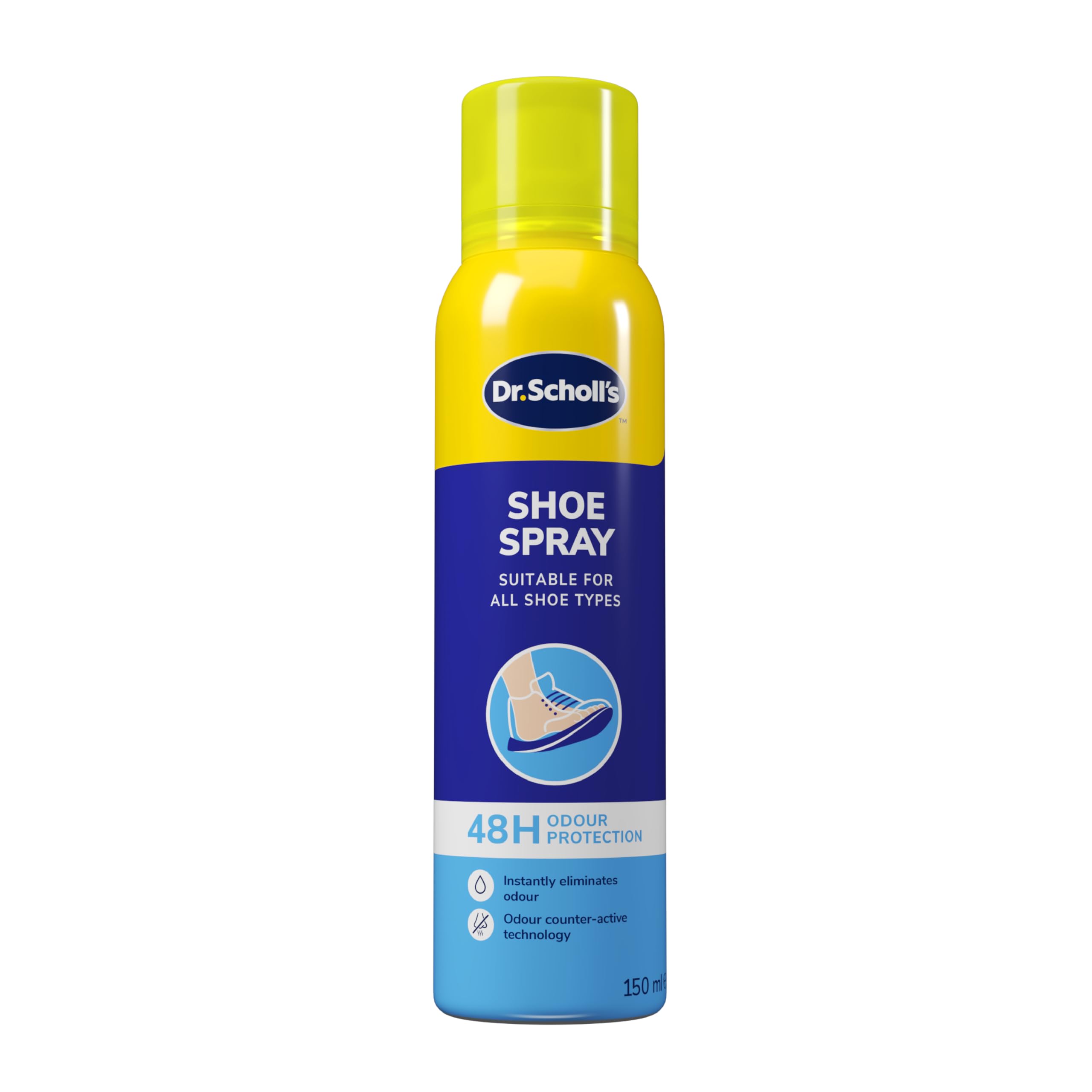 Dr. Scholl’s Fresh Step Anti Odour Shoe Spray, Eliminates Odor For Up To 48 Hours. Fresh Scent, Quick Drying, Suitable For All Shoe Types, Running Trainers, Sports, & More, 150ml , Pack of 1