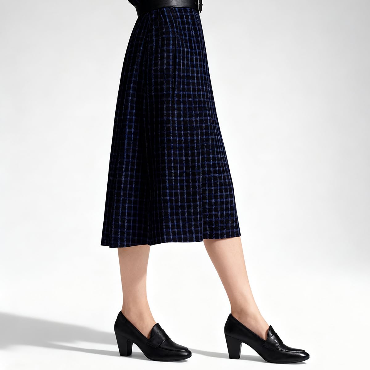 SHODENSE Women Black Chunky Kitten Heel Pumps Shoes Round Closed Toe Slip On Penny Loafers Black Matte Leather Mid Block Heels Dress Loafer Almond Toe Oxford Shoes Office Work Elegant Matte Black 7.5 - Image 6