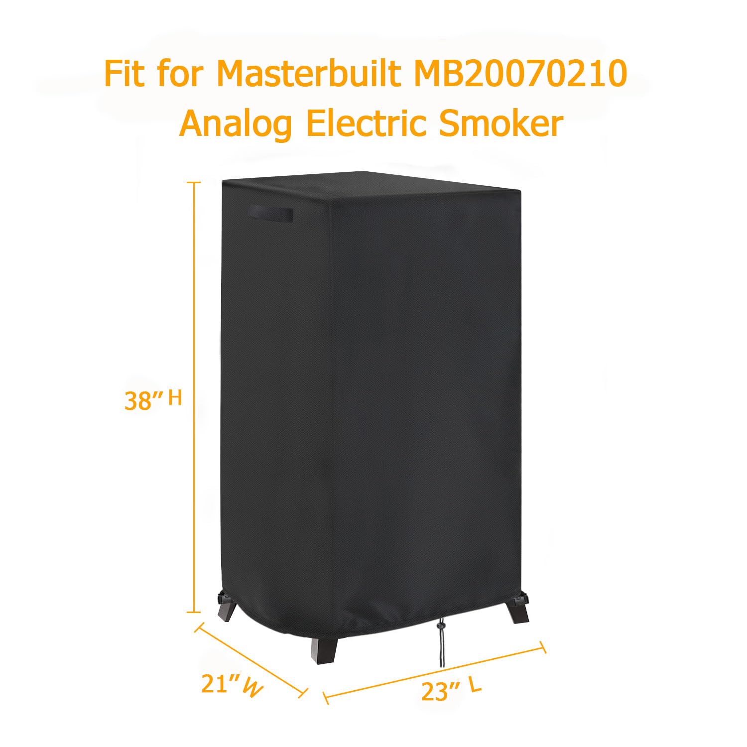 Aidetech Smoker Cover, 23" L x 21" W x 38" H, Waterproof Outdoor Grill Smoker Covers, Black, 23"L x 21"W x 38"H - Image 2