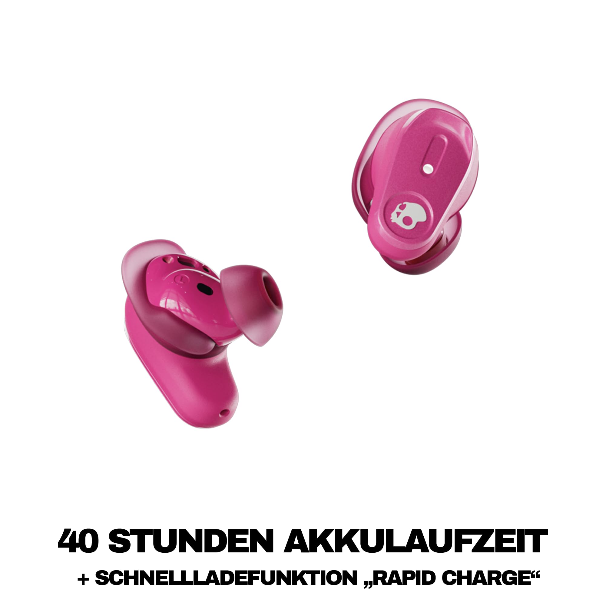 Skullcandy Method 360 ANC Wireless Earbuds, Sound by Bose, Bluetooth Headphones, Premium Noise Cancelling, Up to 40 Hrs Battery, Sweat and Water Resistant, Microphone for iPhone Android - Crazy Pink