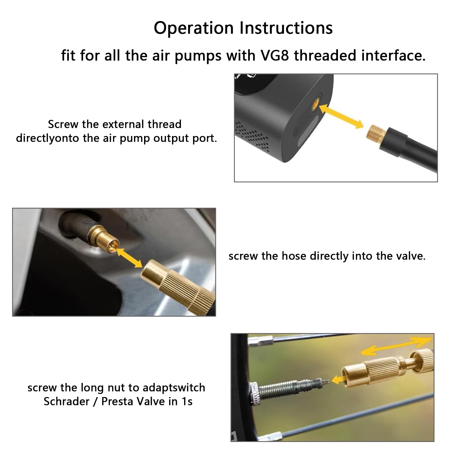 Adattatore Per Pompa Bici 2 In 1 - Compatibile Con Valvole Schrader E Presta, Tubo Prolunga 60 Cm