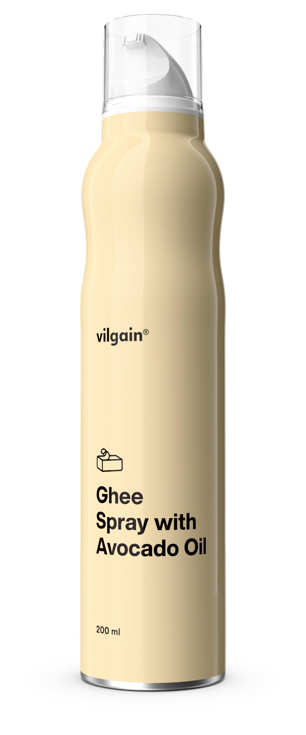 Vilgain Ghee Butter Oil Spray - clarified Butter with Avocado Oil in a Spray Bottle, with Practical Dispenser, Lactose-Free, 200ml