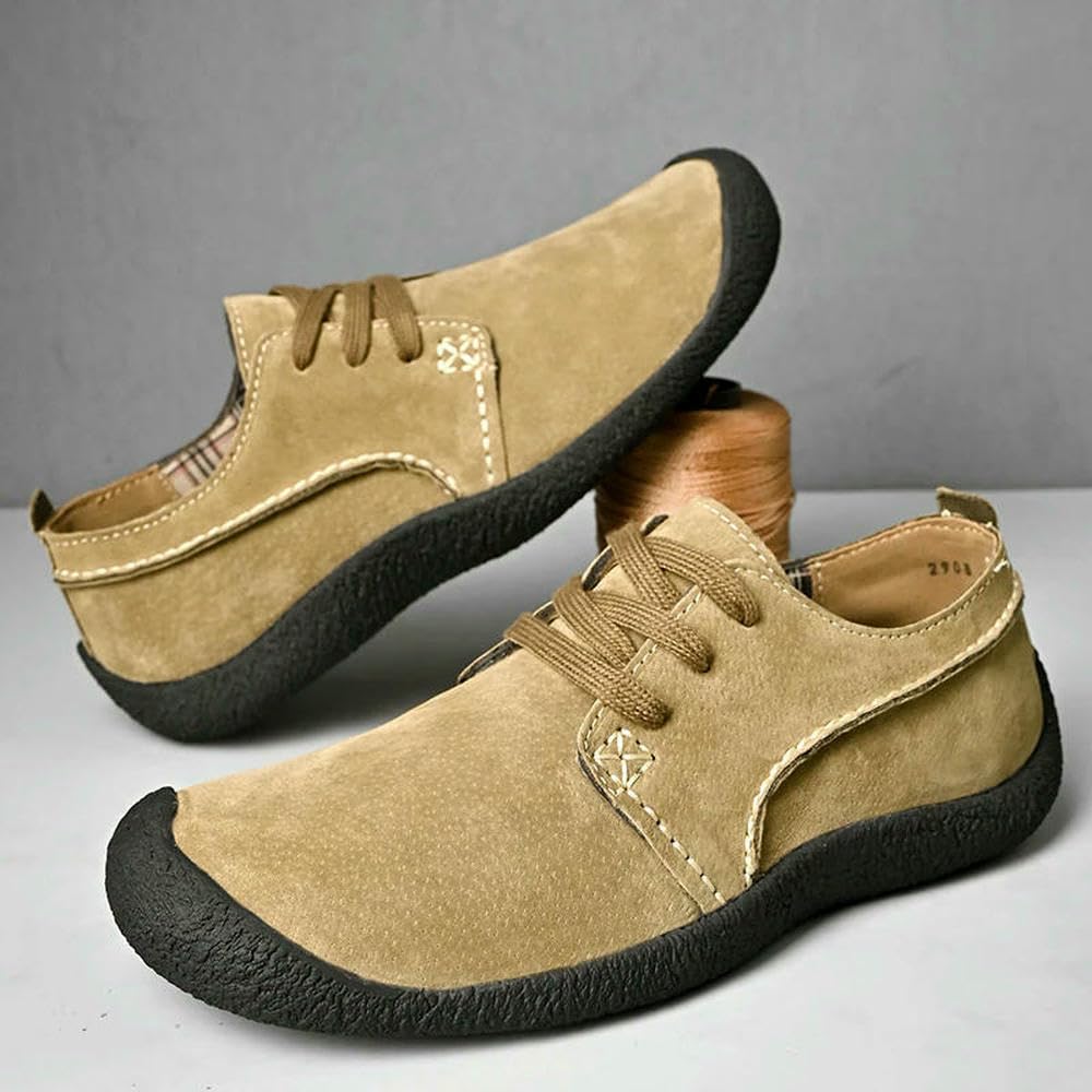 QXDZSW zamszowe skórzane buty na co dzień męskie sznurowane lekkie trampki outdoorowe męskie obuwie turystyczne płaskie trekking plus size 38-46