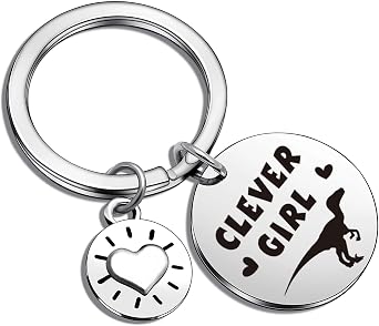 Dinosaur Keychain for Fans, Velociraptor Jewelry Gift - Dinosaur Lover Birthday Christmas Gifts, Stainless Steel Movie-Themed Keychain