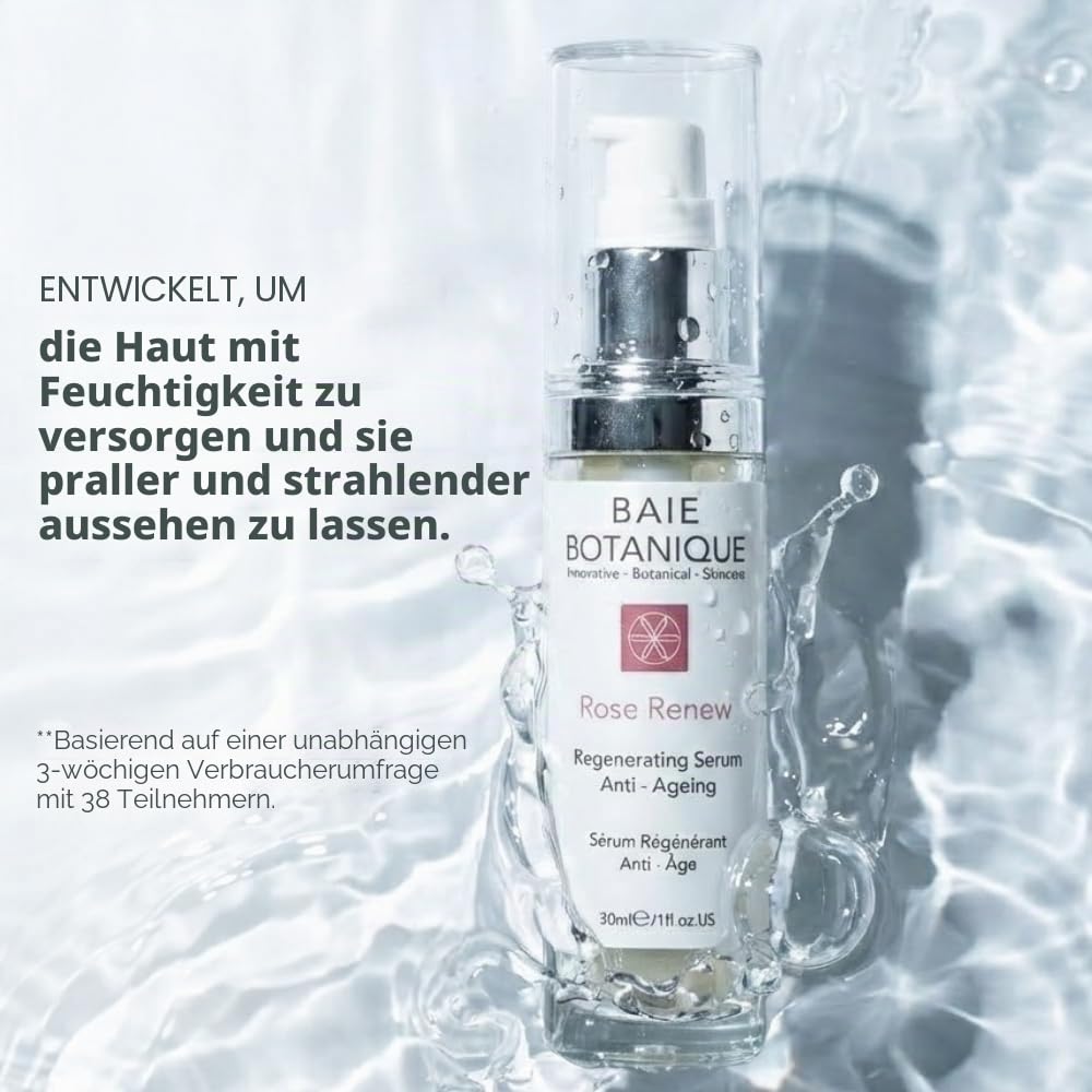 Anti-Aging Gesichtsserum 50ml - Hyaluronsäure, Rosenwasser, Rose Absolue, Hagebuttenkernöl, Glykolsäure - Preisgekrönt - 98% Natürlich, 80% Biologisch