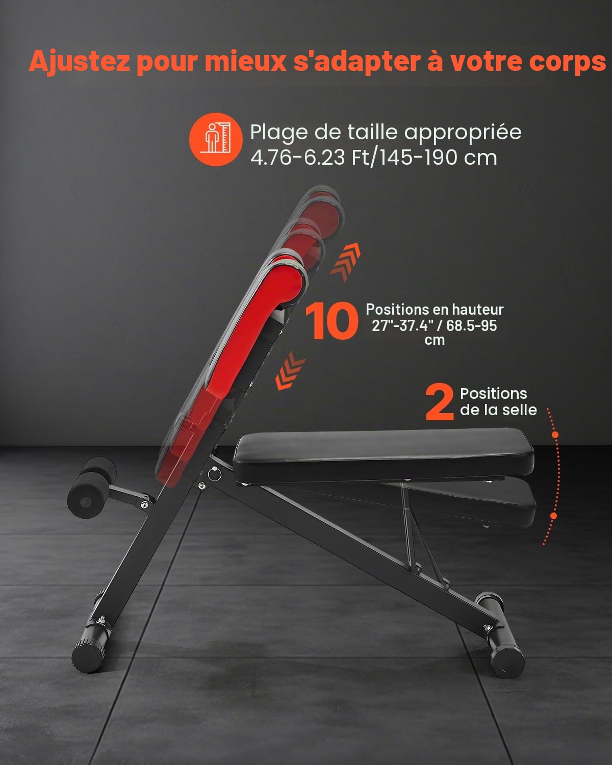 VEVOR Banc de Musculation Multifonction pour Entraînement Complet du Corps, Banc Lombaire Hyperextension Réglable et Pliable, Chaise Romaine Capacité 150 kg, Équipement pour Fitness Dos Bras Abdomen