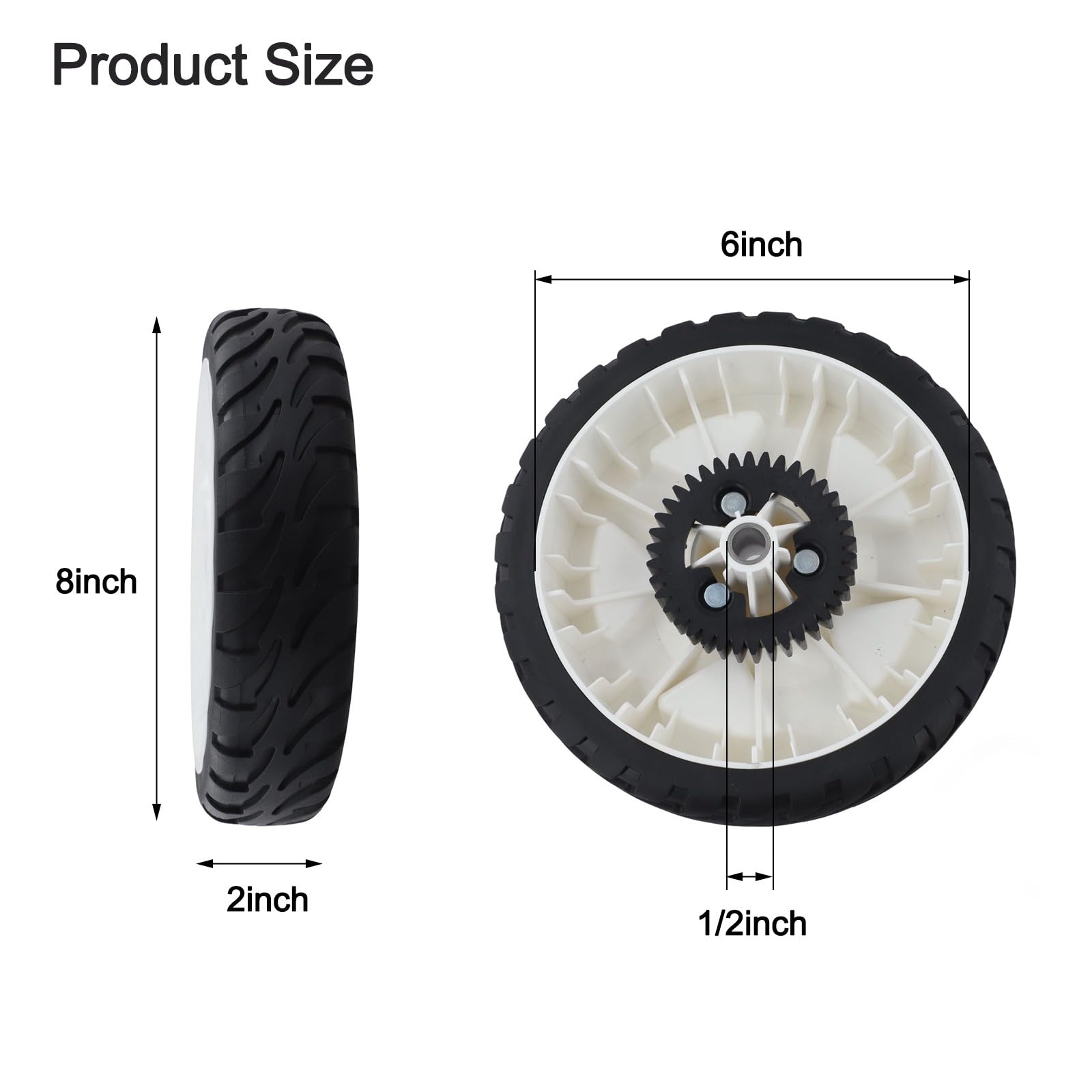 Conjunto de rueda para cortacésped de 8 pulgadas con engranaje y rodamiento para cortacésped de empuje, para piezas OEM 115-4695 138-3216