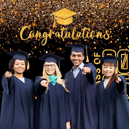Fondo Decorativo Graduación 8x6 FT Clase 2026 Negro Dorado miniatura 2