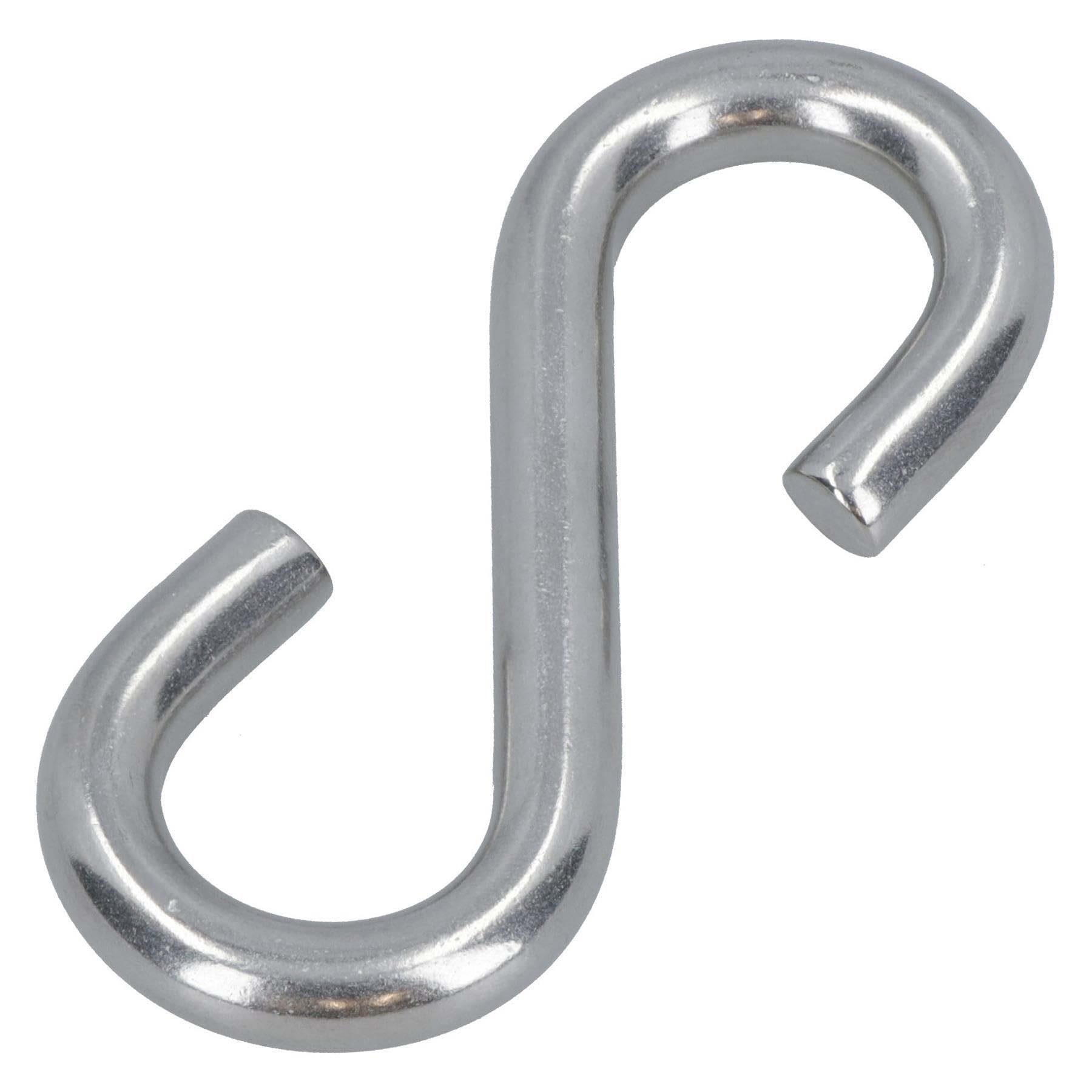 AB Tools 50 ganchos en forma de S de 5 mm de acero inoxidable de grado marino para colgar sartenes de cocina
