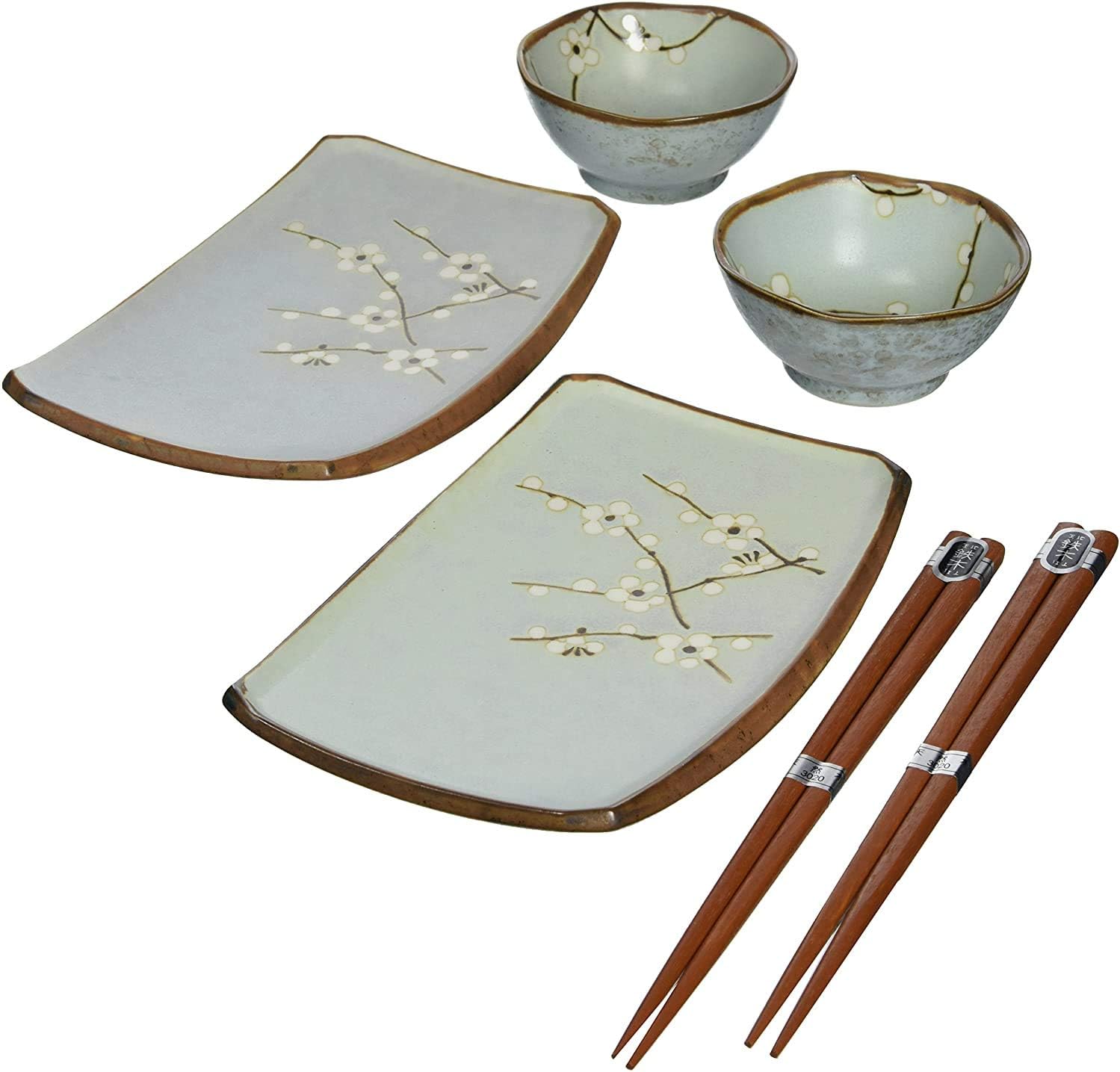 6 pc Japanese Sushi Plate Set Sakura LB