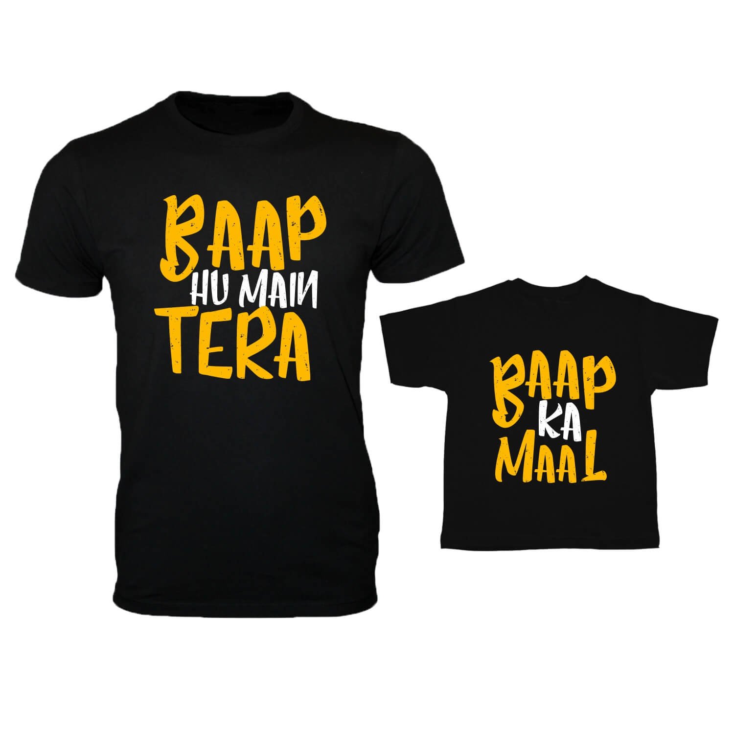 TheYaYaCafeFathers Day Funny Baap Hu Mai Tera Baap ka Maal Family T-Shirt Combo for Dad and Kid