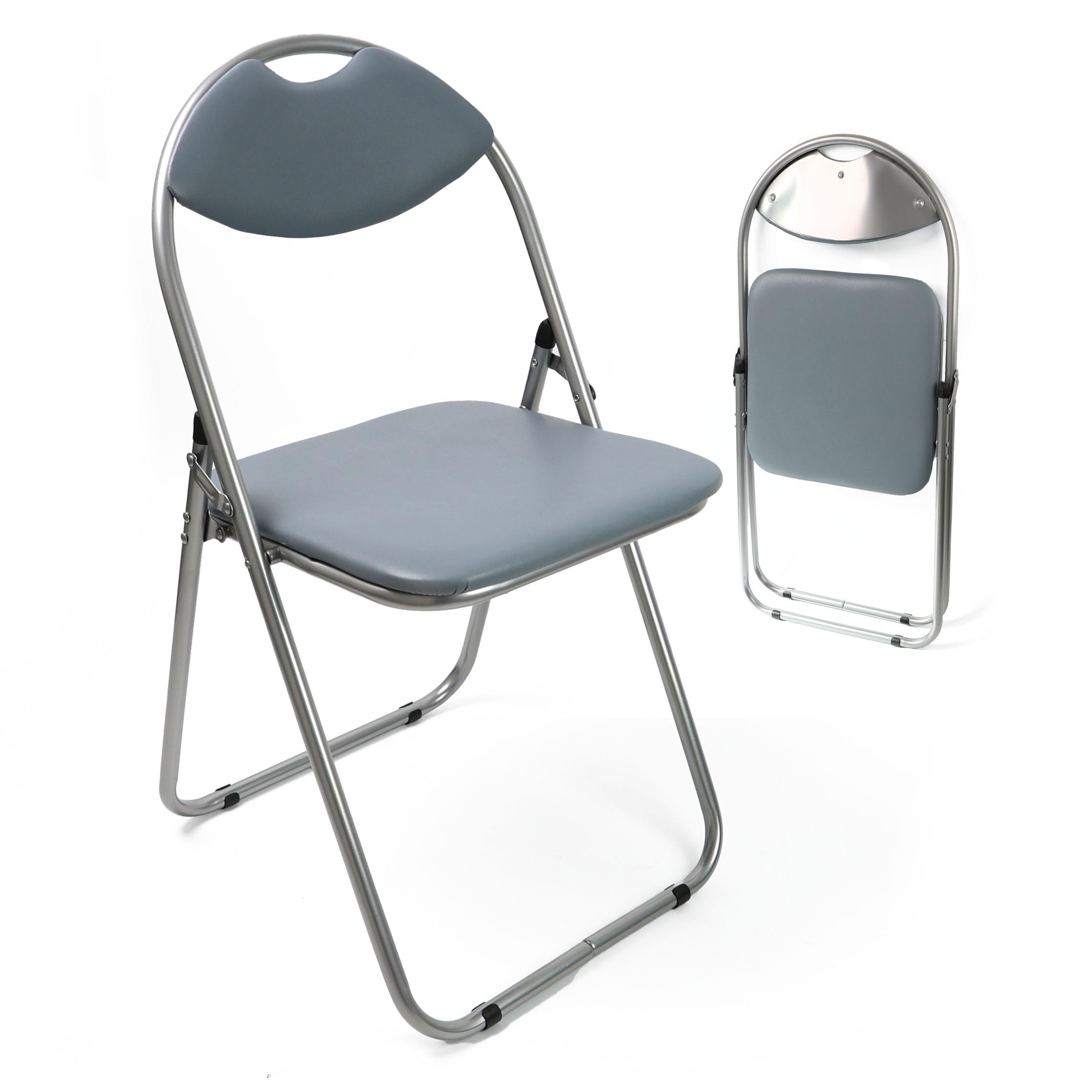 DIVCHI Paris Faux Leather Chair | Folds Up For Storage | Comfy And Durable | Realistic and Fashionable | Grey Colour