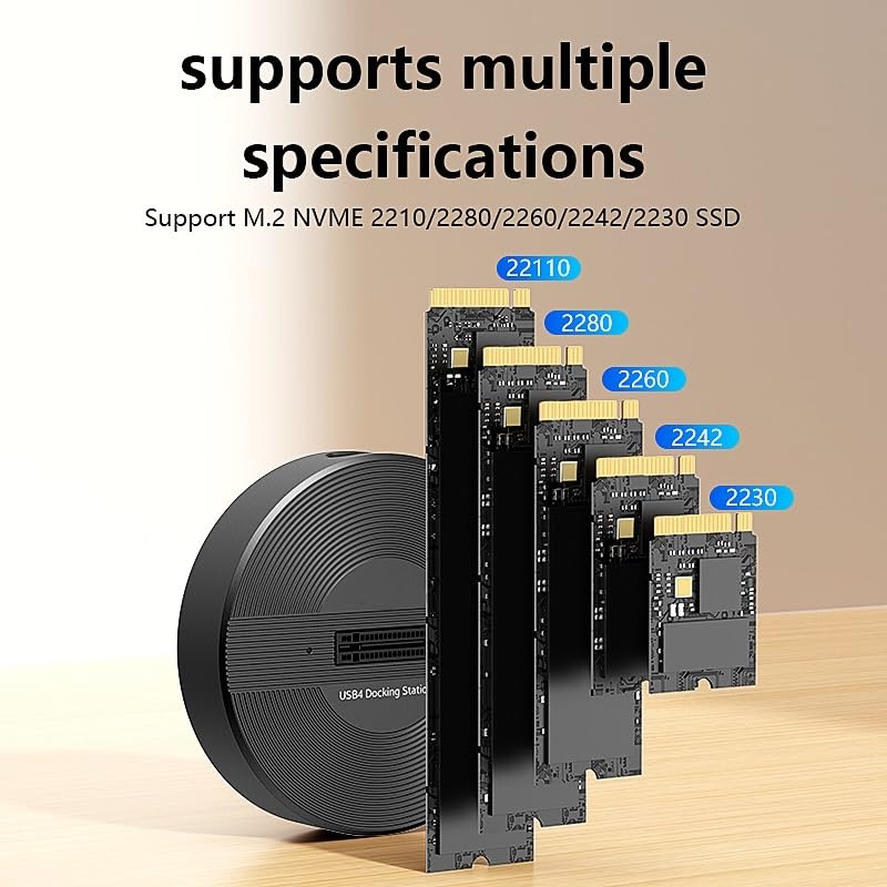 Image of USB4.0 (USB-C) 40G Portable NVMe M-Key (B+M) / NVMe / PCIe SSD (22110, 2280, 2260, 2242, 2230) Ultra Fast External SSD Docking (Docking Only)