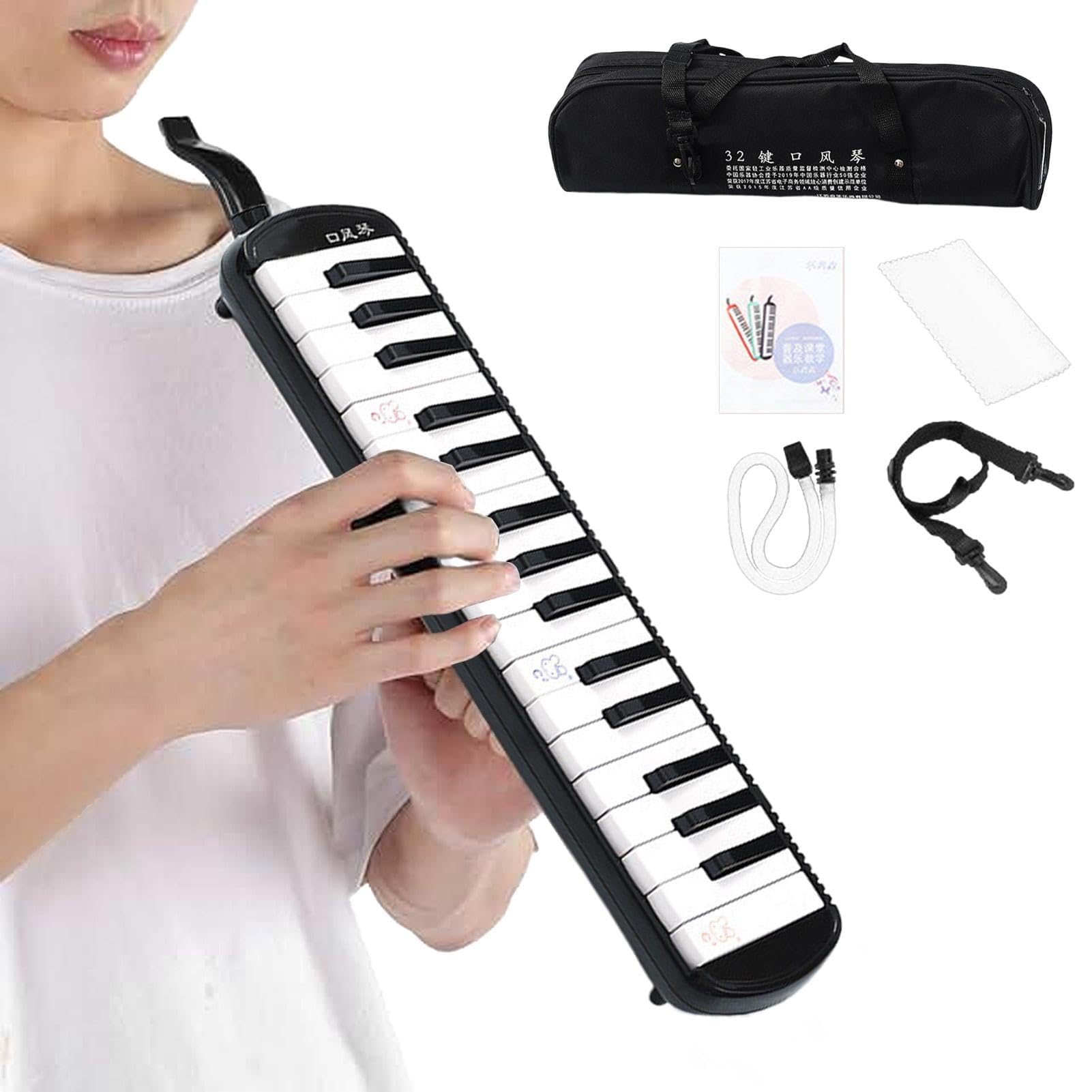 Melodica dla dorosłych, Melodica Instrument Air Keyboard Piano, 32-klawiszowa klawiatura Harmonium Instrument z torbą do przenoszenia, dla początkujących i profesjonalistów
