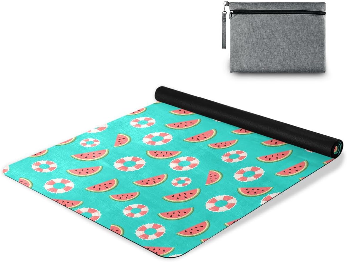 ALAZA Watermelon Swimming Ring Pattern Yoga Mat Non Slip Fitness Exercise Mat, Workout Mat for Yoga, Pilates and Floor Exercises