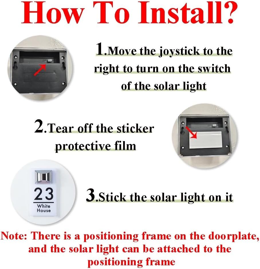 jfs Personalized Solar 3d House Number Sign Personalized Solar Address Sign Lighted House Numbers for Outside Custom House Numbers and Address Sign LED (18x32cm,Black Silver)