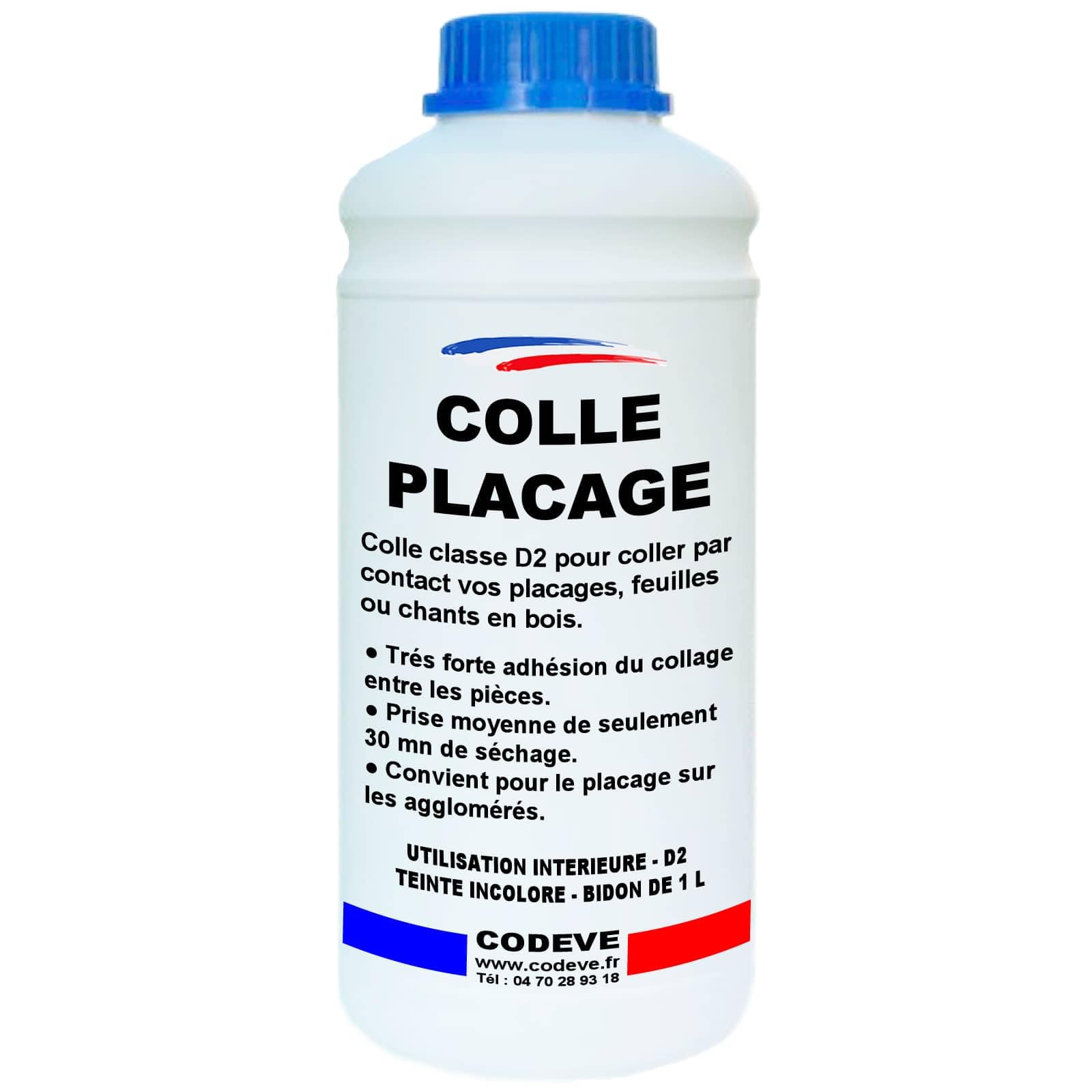 Colle Placage Bois - Codeve Bois - 1L - Intérieur - Pour L'assemblage Par Contact De Votre Placage, Feuille Ou Chant En Bois.