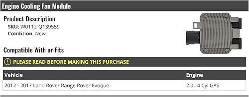 Módulo de ventilador de refrigeración del motor - Compatible con Land Rover 2012-2017, Range Rover Evoque 2.0L 4 cilindros de gas